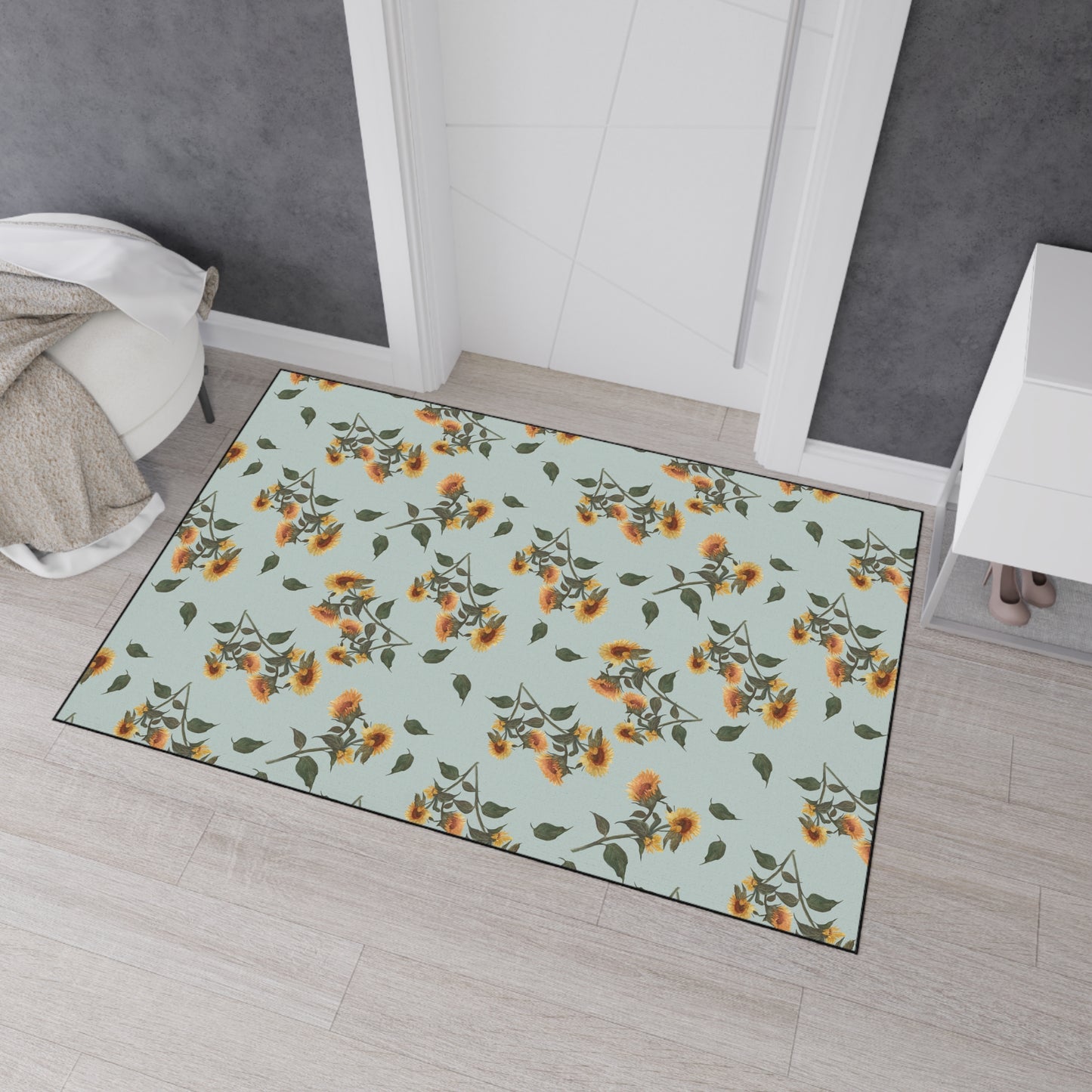 Floral Heavy Duty Floor Mat - Sunflower Debut© Woodland Blue, Functional Home Decor, Kitchen Mats, Entryway Rugs, Boho Style