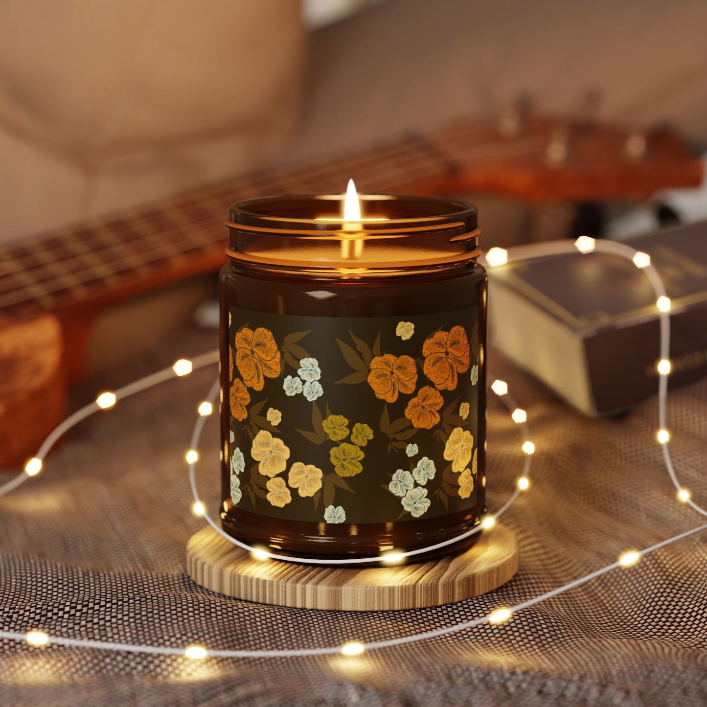 Textured Floral© Chocolate Brown, Scented Soy Candle | Eco-Friendly Home Decor, Featuring Textured Floral© in Chocolate Brown. Aromatherapy Gift