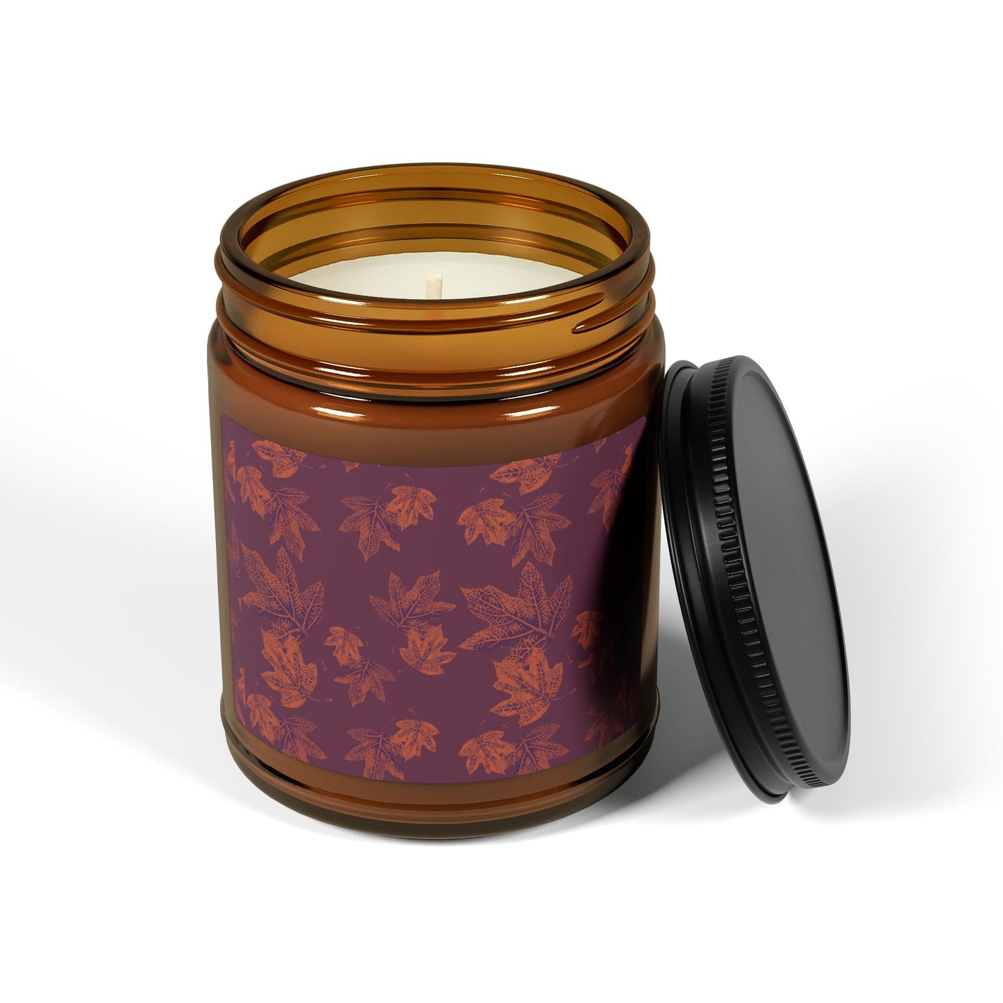 Aromatic Soy Candle in Amber Jar | Autumn Leaves, Aromatic and Holiday Scents, Eco-Friendly Gift, Relaxation Decor, Home Fragrance, Self-Care Treat