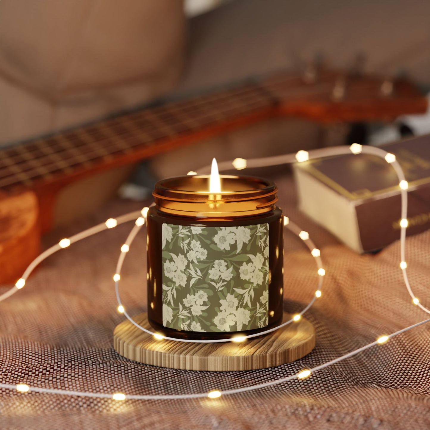 Floral Scented Candle, Featuring Elaine© in Olive, Relaxing Autumn Home Decor, Gift for Her, Aromatherapy Jar, Eco-Friendly Candle, Birthday Gift, Relaxation