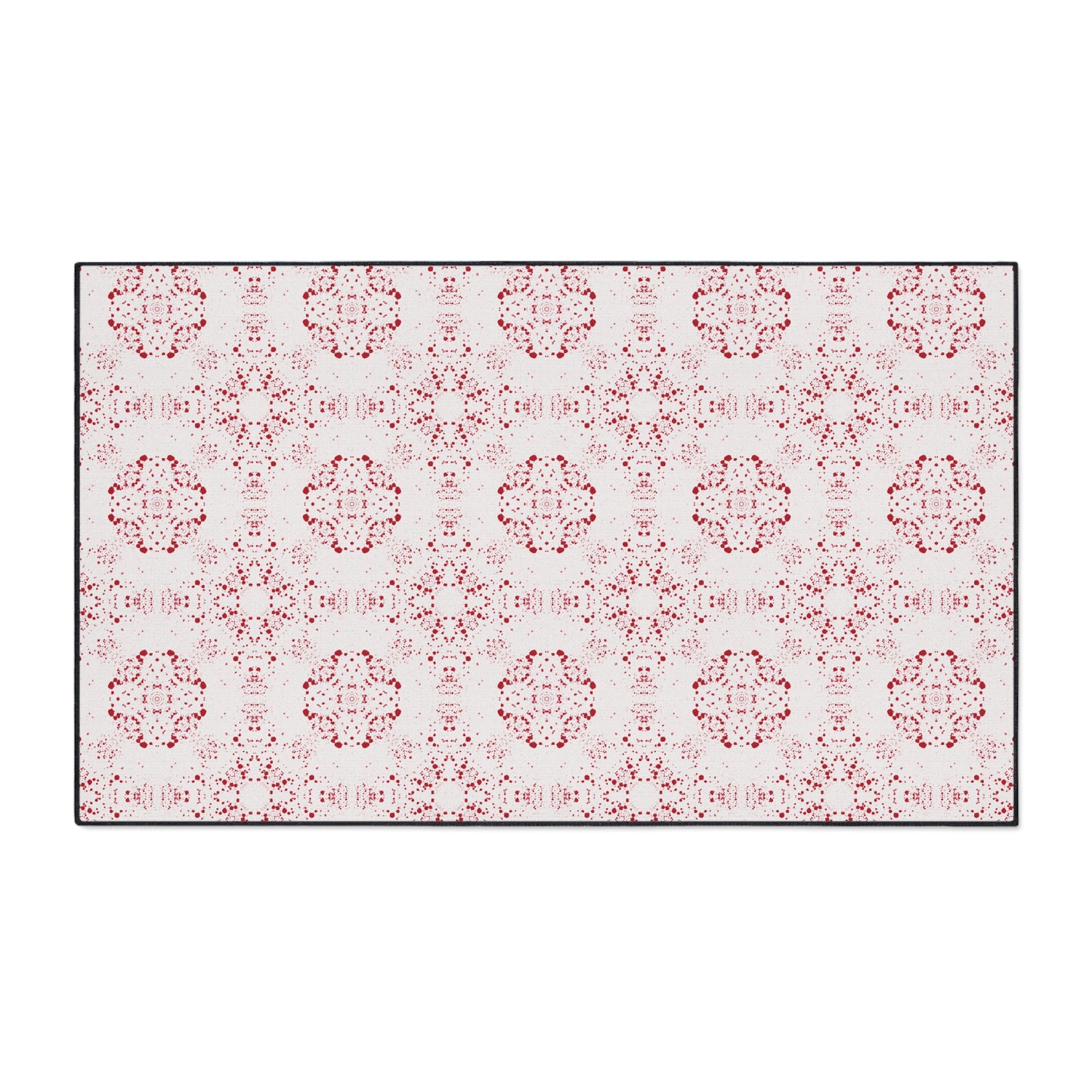 Elegant Heavy Duty Floor Mat Featuring Batik Scatter© in Red and White. Durable Entry Rug, Kitchen Mat, Home Decor, Modern Floor Covering, Decorative Area Rug