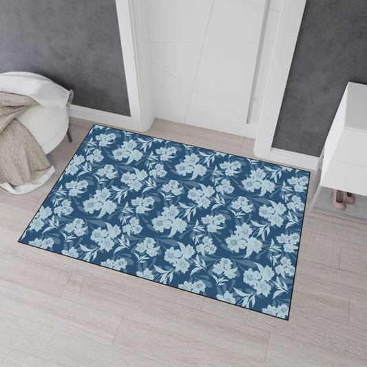 Chic Floral Heavy Duty Floor Mat, Featuring Elaine© in Navy. Home Decor, Indoor/Outdoor Rug, Kitchen Mat, Entryway Mat, Durable Floor Protector