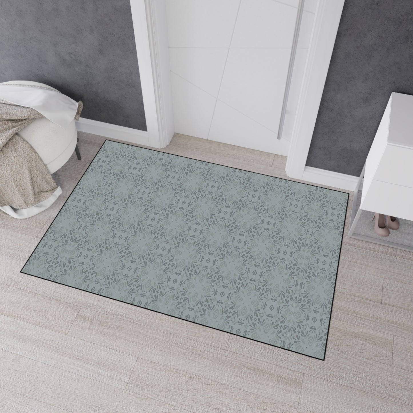 Elegant Heavy Duty Floor Mat Frond Splash Mini© Slate, for Home, Office Rug, Non-Slip Entryway Mat, Modern Kitchen Decor, Durable Area Rug