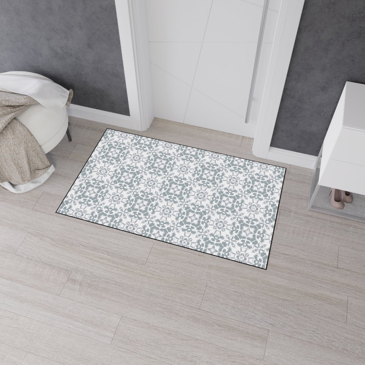 Stylish Heavy Duty Floor Mat Round Coastal Tile© Slate, for Home Decor, Entryway Rug, Indoor/Outdoor Use, Non-Slip Runner, Modern