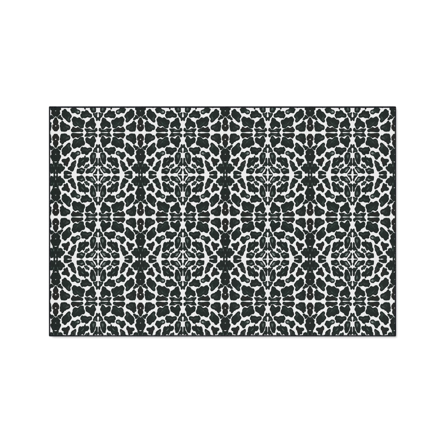 Elegant Heavy Duty Floor Mat | Animal Print Black and White Home Decor, Non-Slip Kitchen Rug, Bathroom Floor Covering, Indoor/Outdoor Use