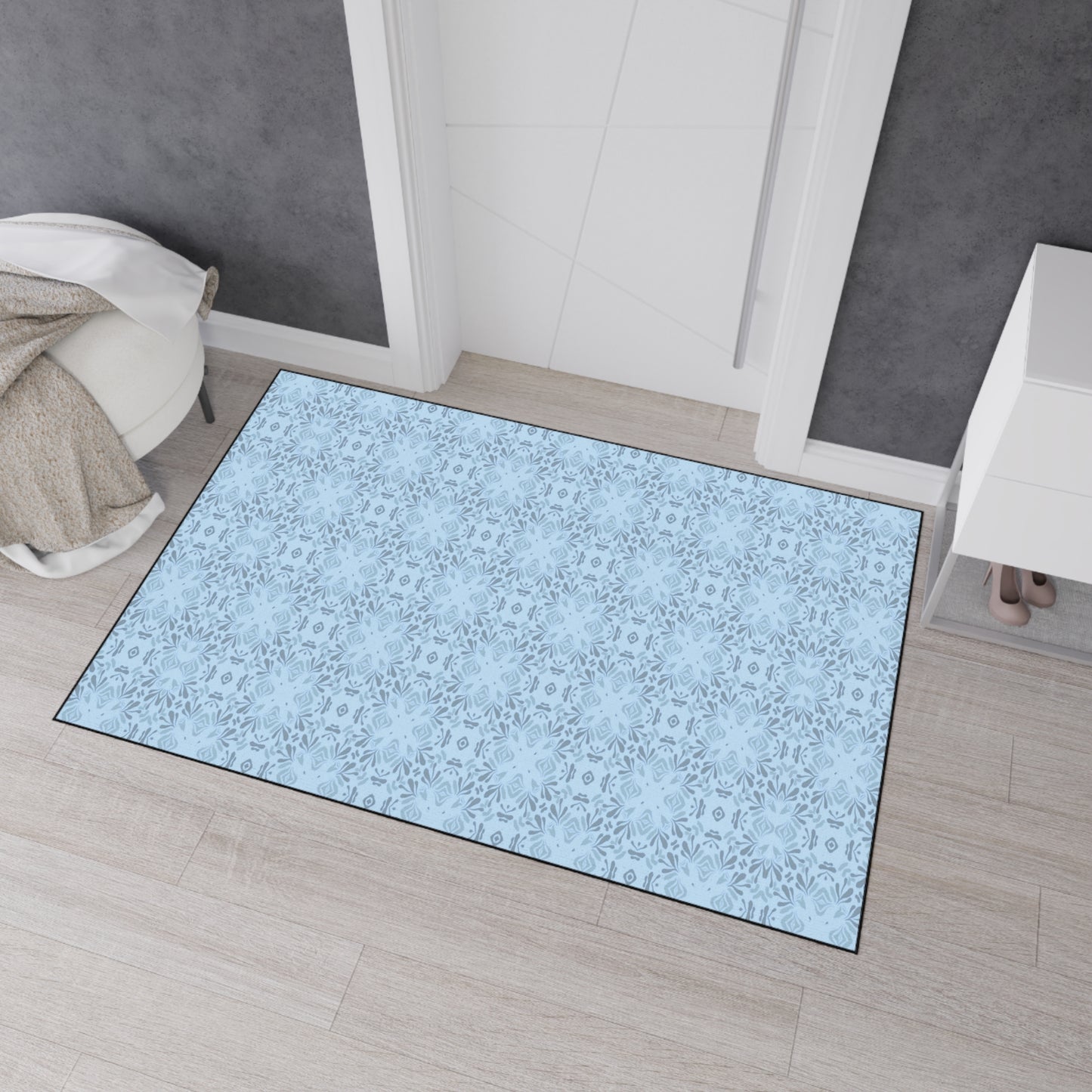 Stylish Heavy Duty Floor Mat Frond Splash Mini© Blue, for Durable Home Decor, Entryway Rug, Non-Slip Kitchen Mat, Modern Design
