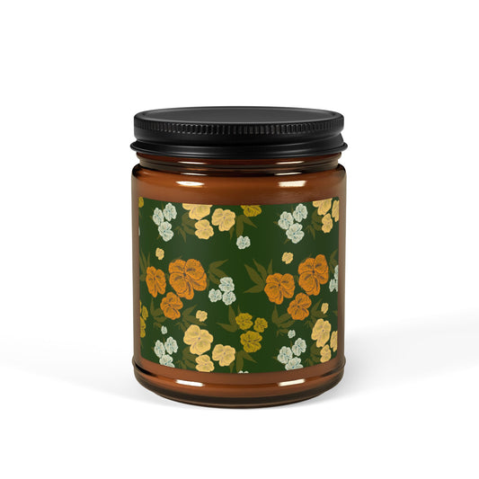 Textured Floral© Emerald Scented Soy Candle | Eco-Friendly Home Decor, Aromatherapy Gift, Relaxation, Self-Care, Holiday Gift