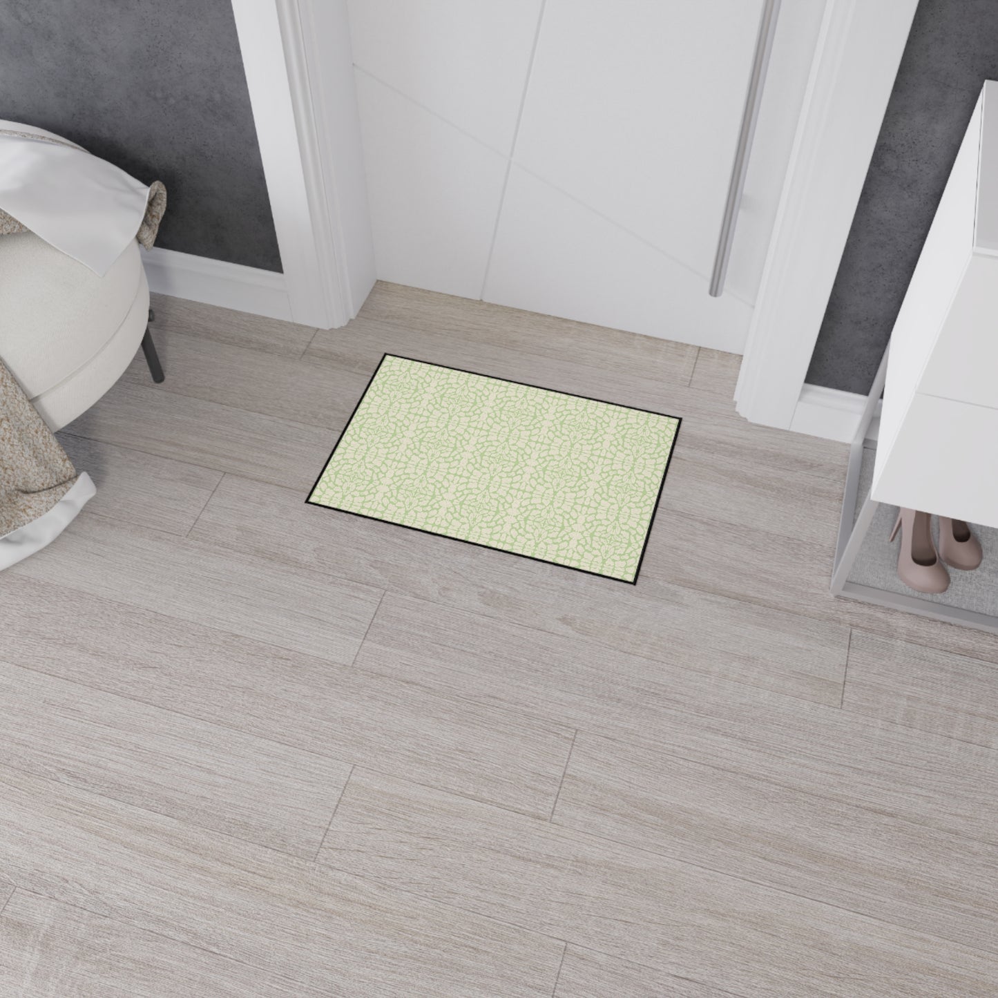 Stylish Heavy Duty Floor Mat, Lime Cream Animal Look Print, Non-Slip Area Rug, Indoor/Outdoor Decor, Home Entrance Mat