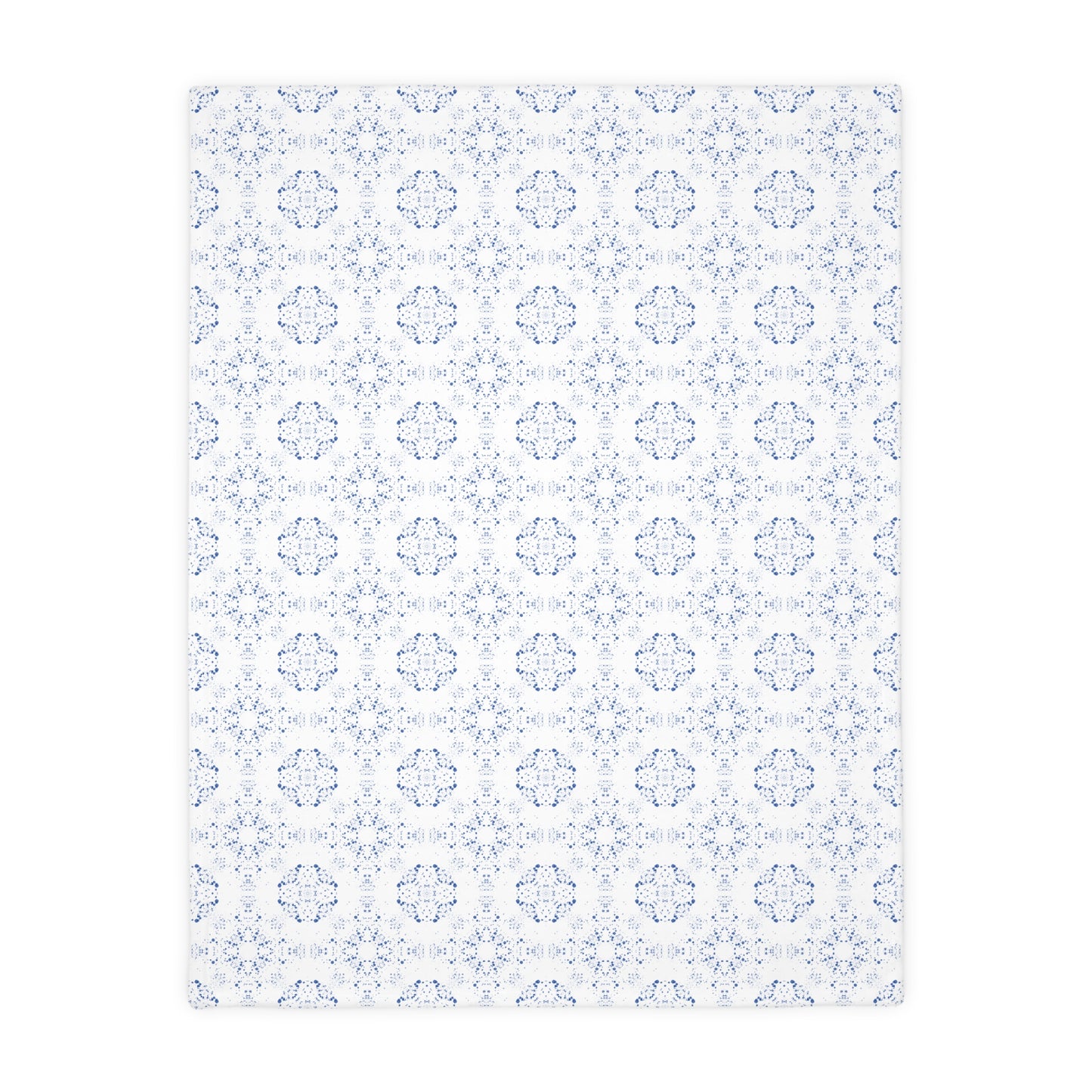 Velveteen Microfiber Blanket (Two-sided print) - Batik Scatter, Blue and White
