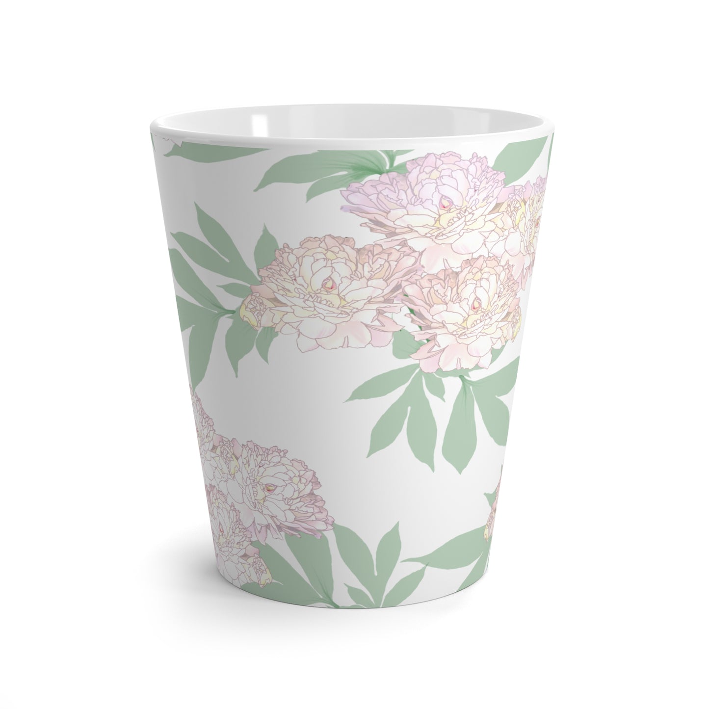 Latte Mug, Rachel's Peonies© White
