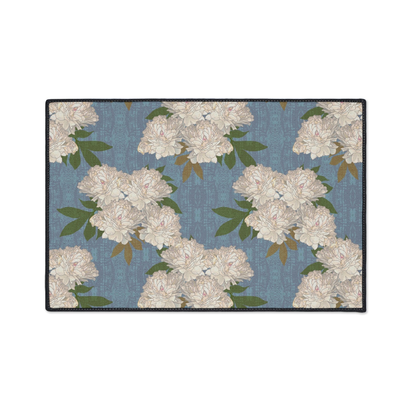 Stylish Heavy Duty Floor Mat, Featuring Rachel's Peonies© in Cornflower Blue. Durable & Elegant Home Decor, Entryway Rugs, Kitchen Mats, Floral Pattern, Versatile & Functional
