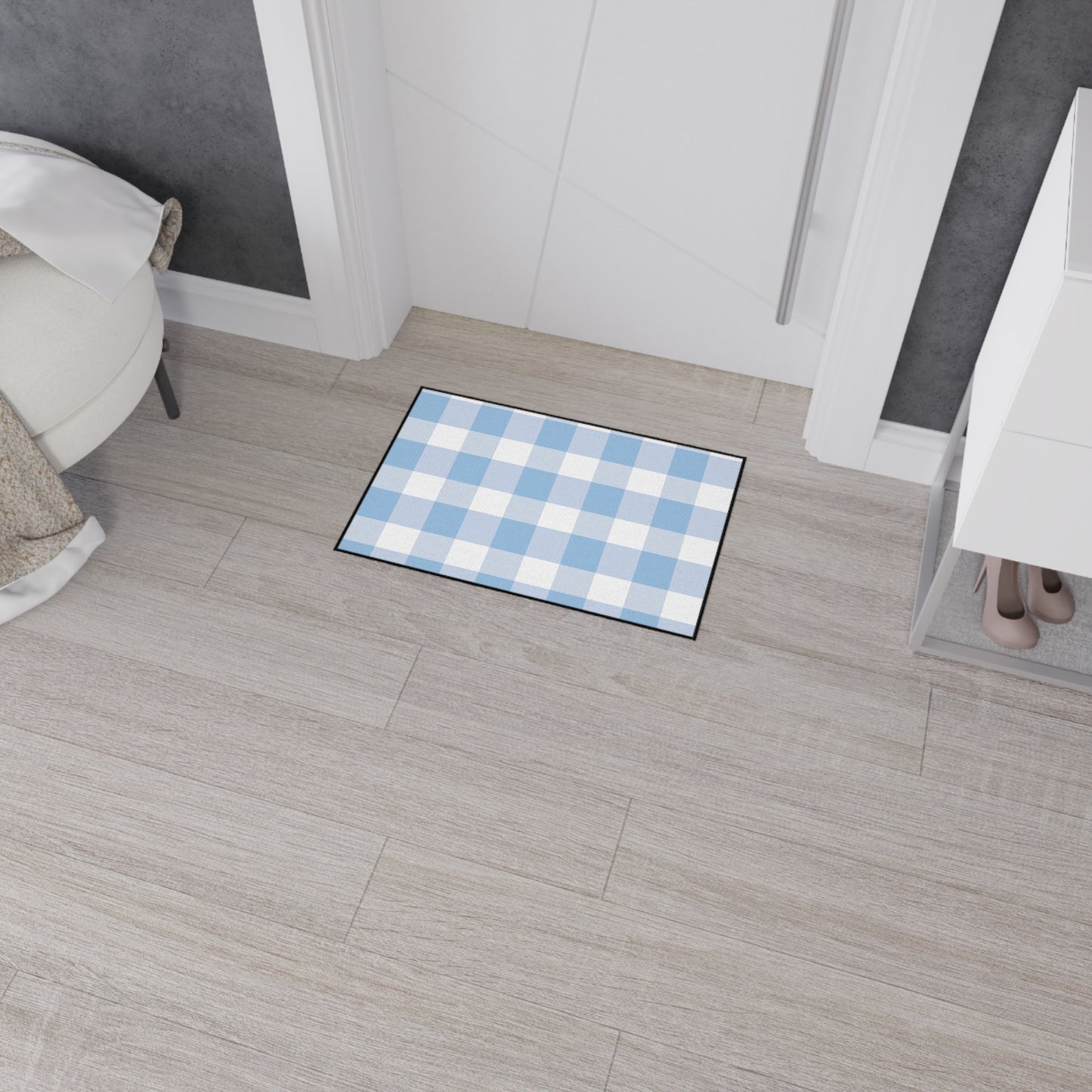 Vintage Gingham Heavy Duty Floor Mat | Durable Entryway Rug, Farmhouse Kitchen Mat, Indoor/Outdoor Mat, Home Decor, Easy to Clean