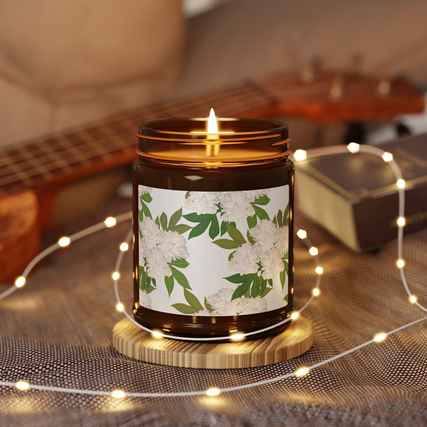 Aromatic Soy Candle Featuring Rachel's Peonies in White, Eco-Friendly Home Decor, Gift for Her, Relaxation Candle, Aromatherapy, Bridal Gift