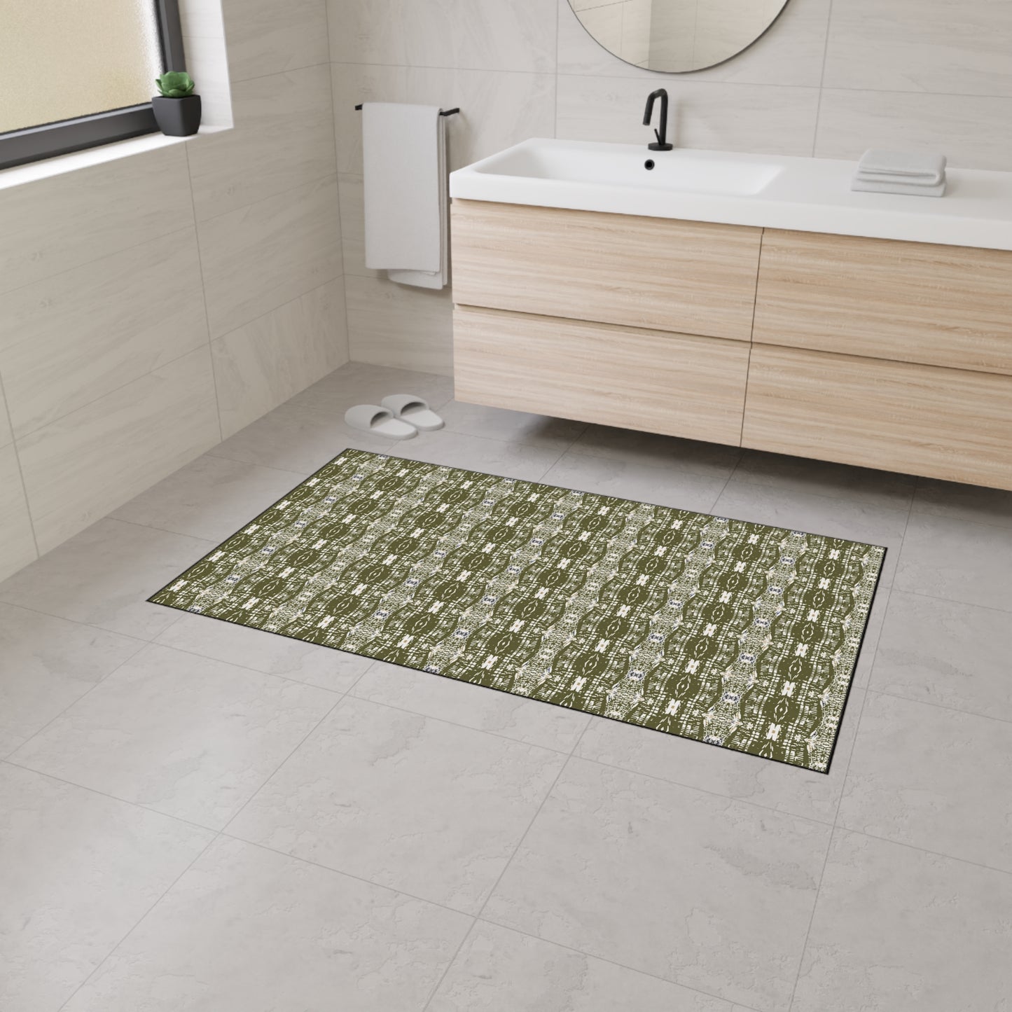 Stylish Heavy Duty Floor Mat - Half Bamboo© in Olive Durable Home Decor, Kitchen Mat, Entryway Rug, Outdoor Mat, Functional and Trendy