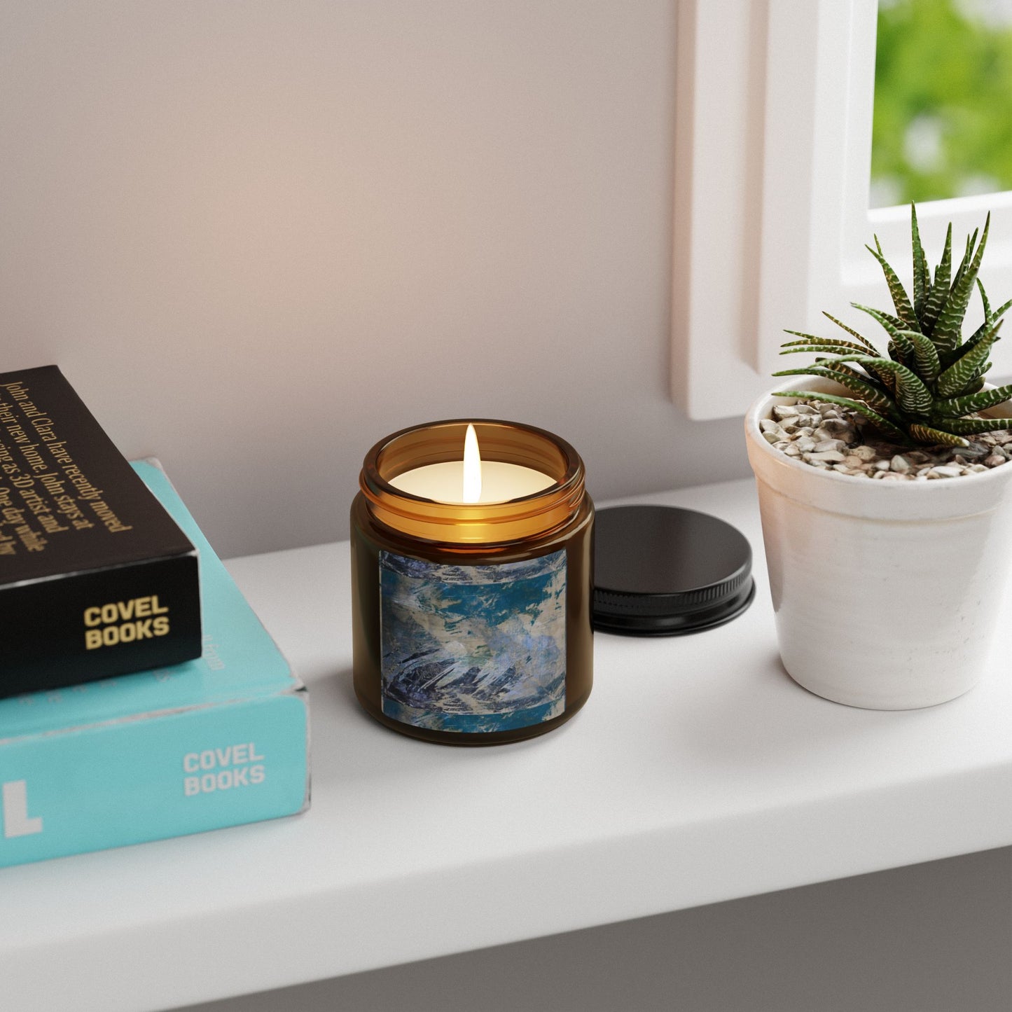 Relaxing Aromatic Soy Candle, Tidal© Blue, Amber Jar Candle, Home Décor, Gift for Her, Cozy Vibes, Spa Night, Eco-Friendly