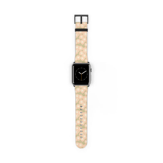 Blush & Sage Floral Apple Watch Band – Soft Peach Watercolor Pattern