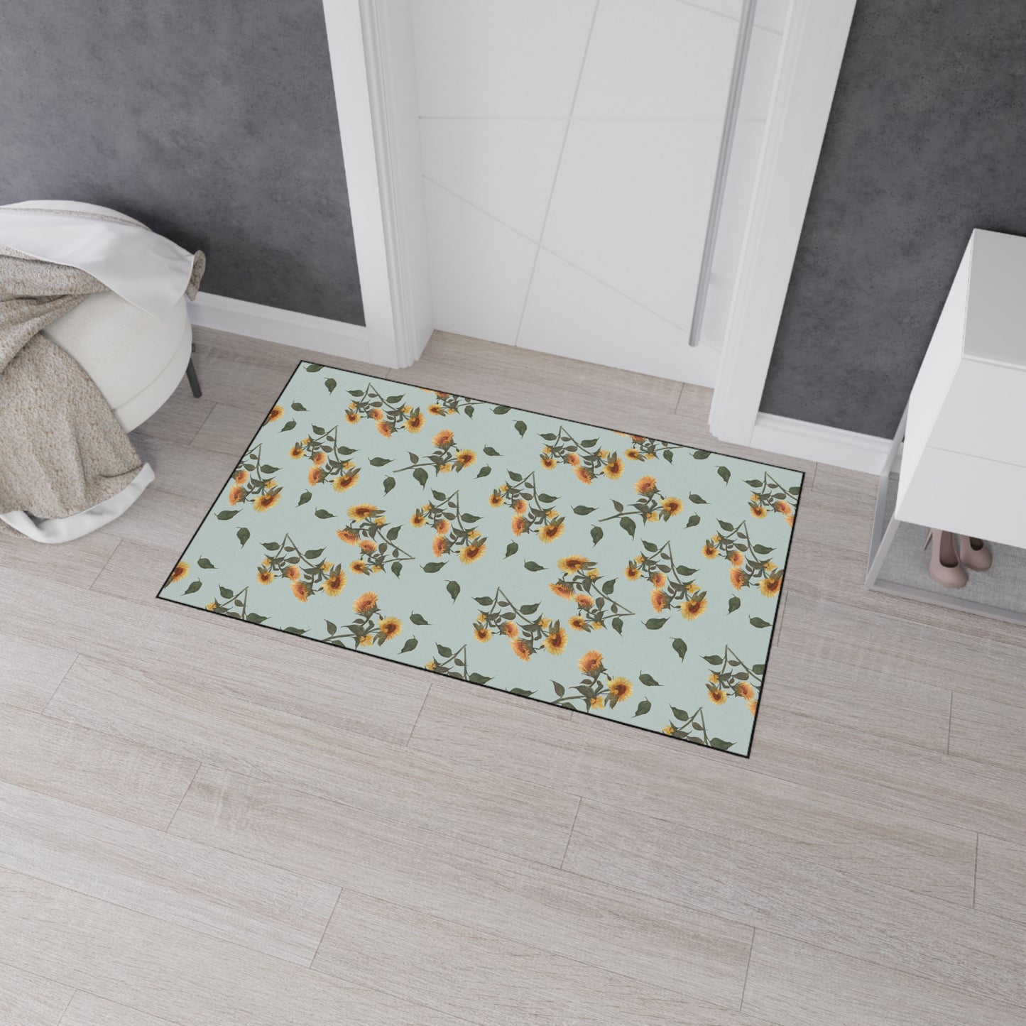 Floral Heavy Duty Floor Mat - Sunflower Debut© Woodland Blue, Functional Home Decor, Kitchen Mats, Entryway Rugs, Boho Style