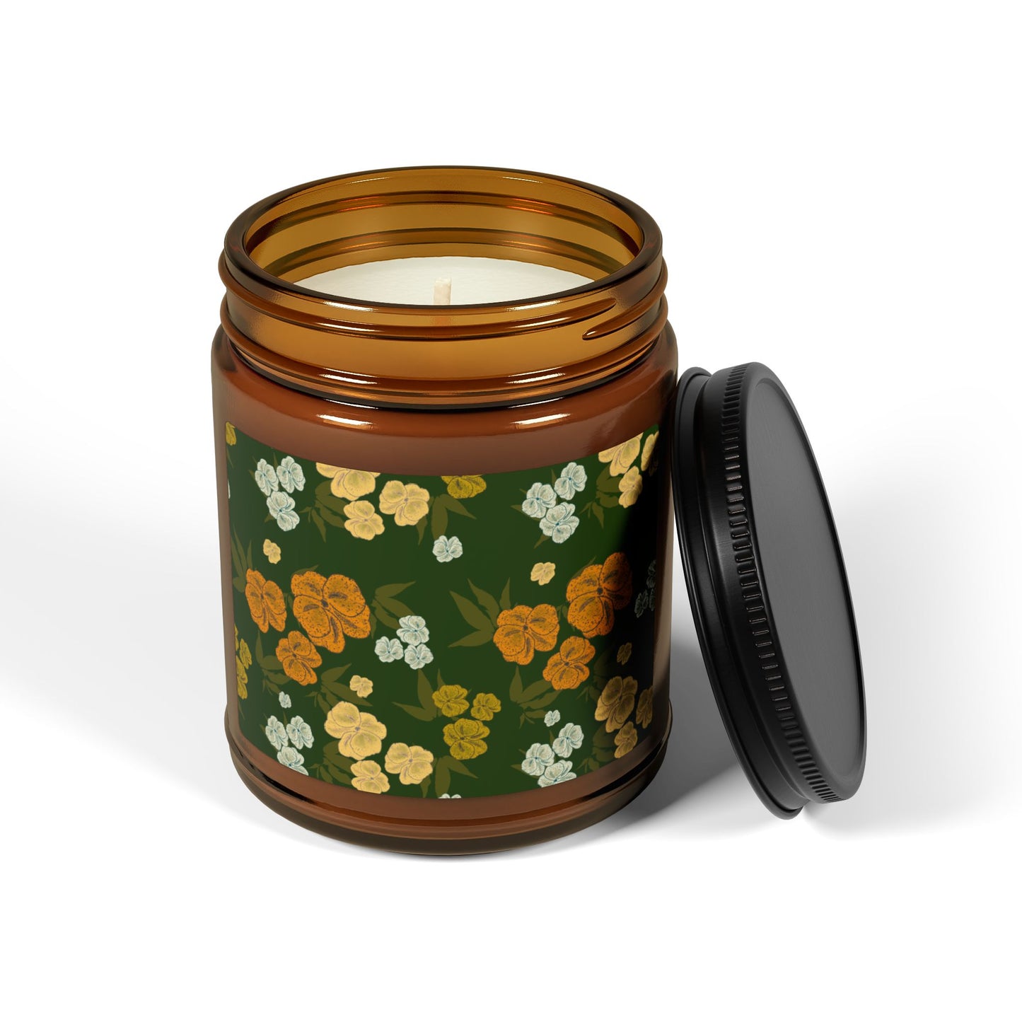 Textured Floral© Emerald Scented Soy Candle | Eco-Friendly Home Decor, Aromatherapy Gift, Relaxation, Self-Care, Holiday Gift