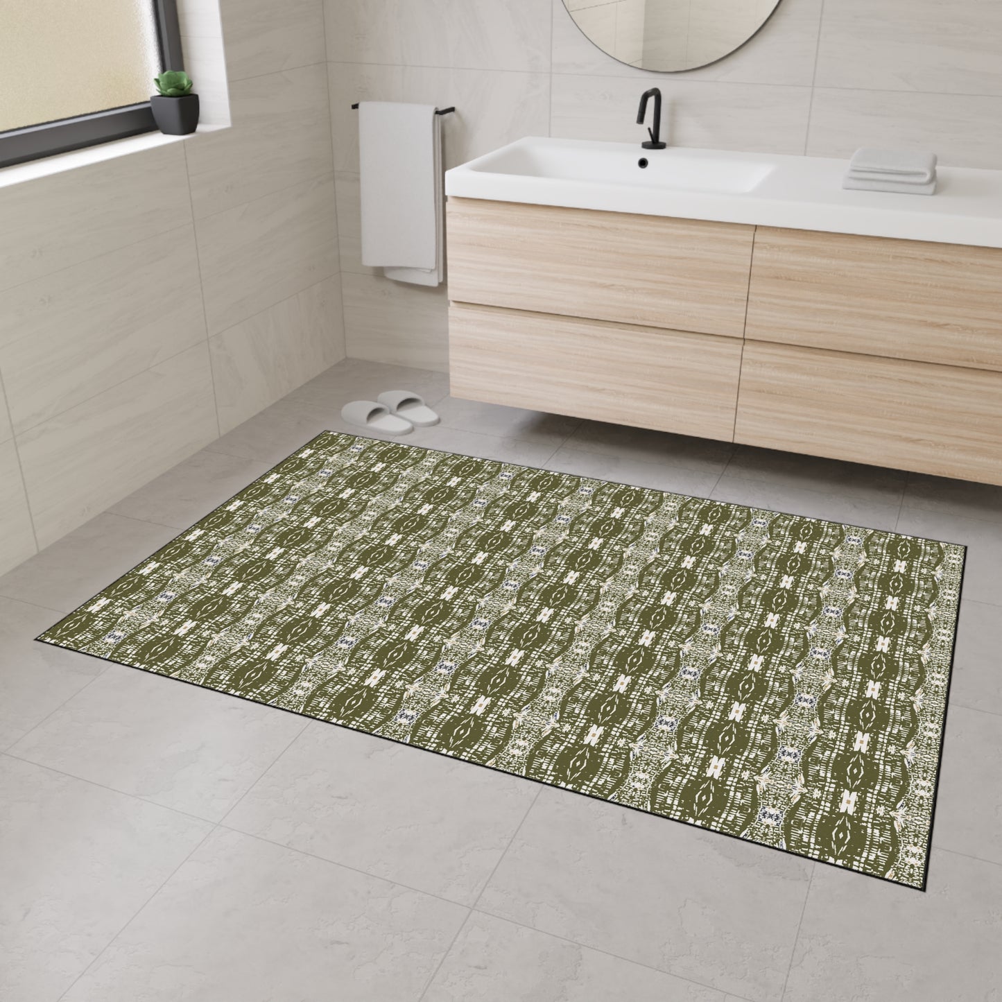 Stylish Heavy Duty Floor Mat - Half Bamboo© in Olive Durable Home Decor, Kitchen Mat, Entryway Rug, Outdoor Mat, Functional and Trendy