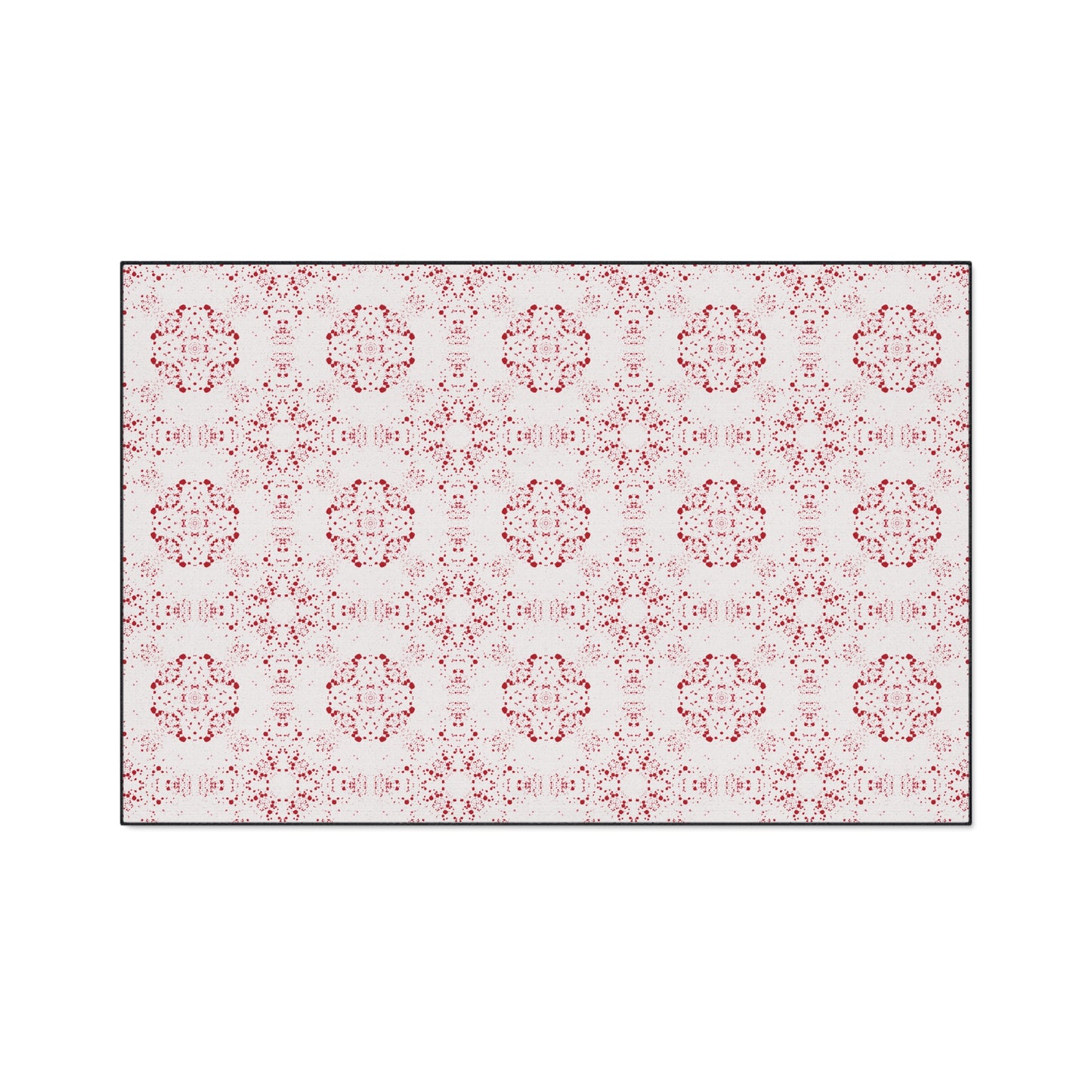Elegant Heavy Duty Floor Mat Featuring Batik Scatter© in Red and White. Durable Entry Rug, Kitchen Mat, Home Decor, Modern Floor Covering, Decorative Area Rug