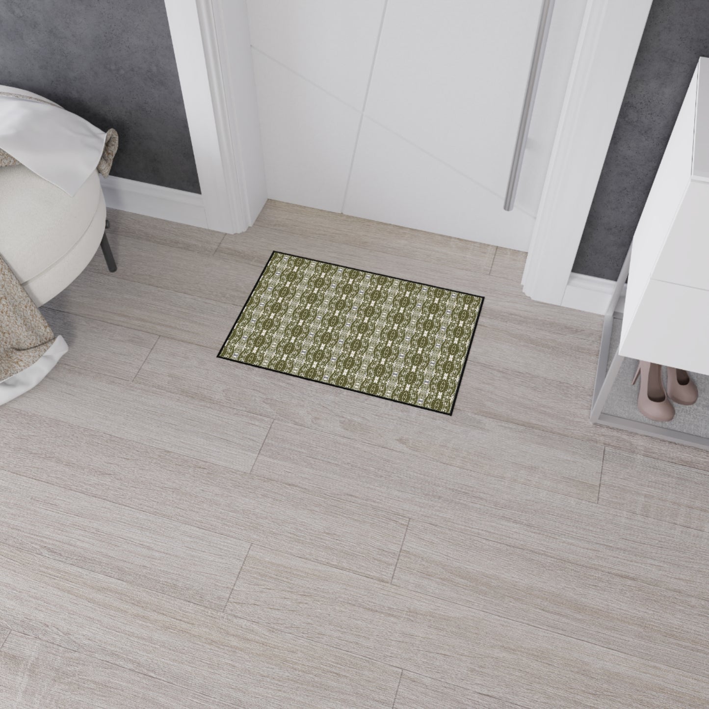 Stylish Heavy Duty Floor Mat - Half Bamboo© in Olive Durable Home Decor, Kitchen Mat, Entryway Rug, Outdoor Mat, Functional and Trendy