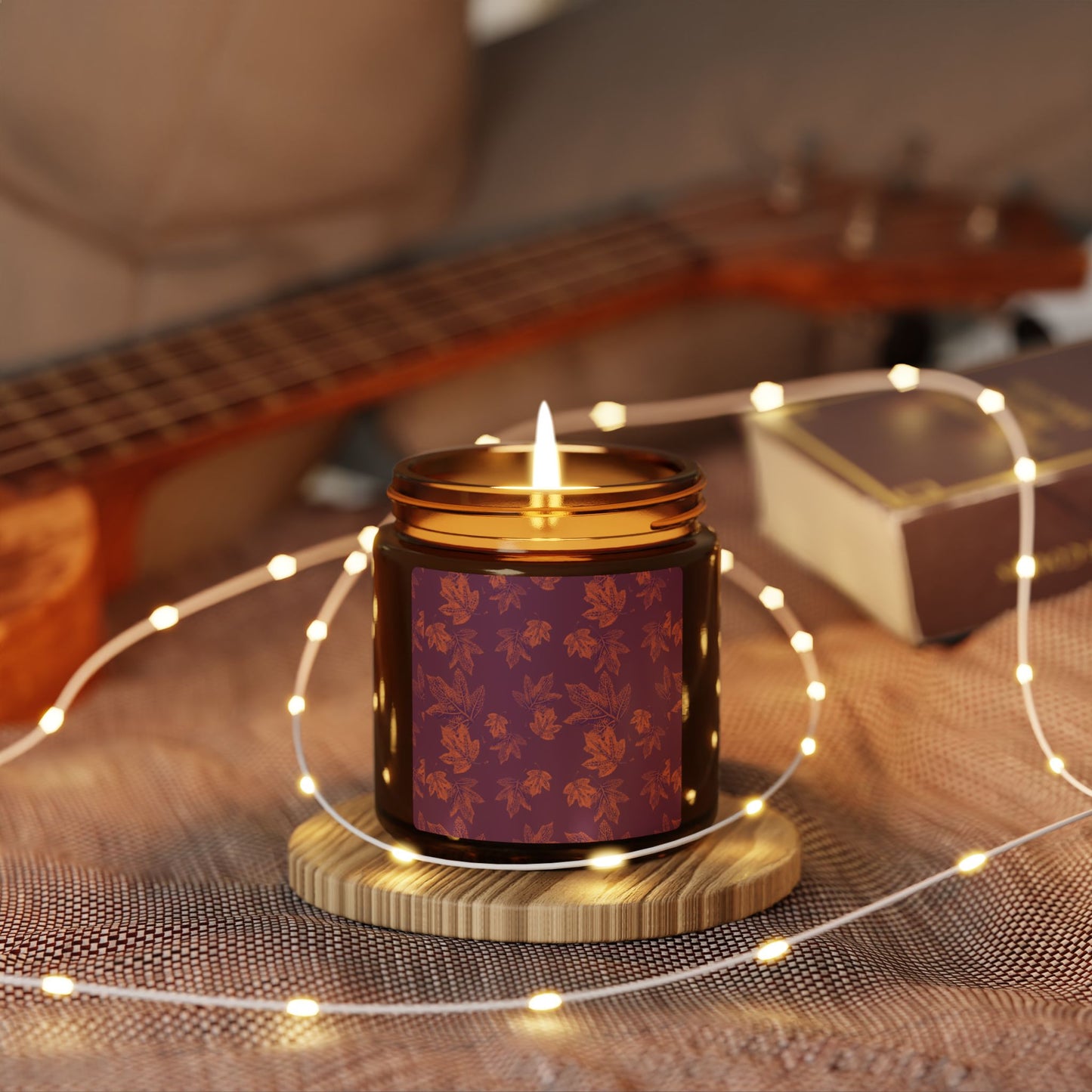Aromatic Soy Candle in Amber Jar | Autumn Leaves, Aromatic and Holiday Scents, Eco-Friendly Gift, Relaxation Decor, Home Fragrance, Self-Care Treat