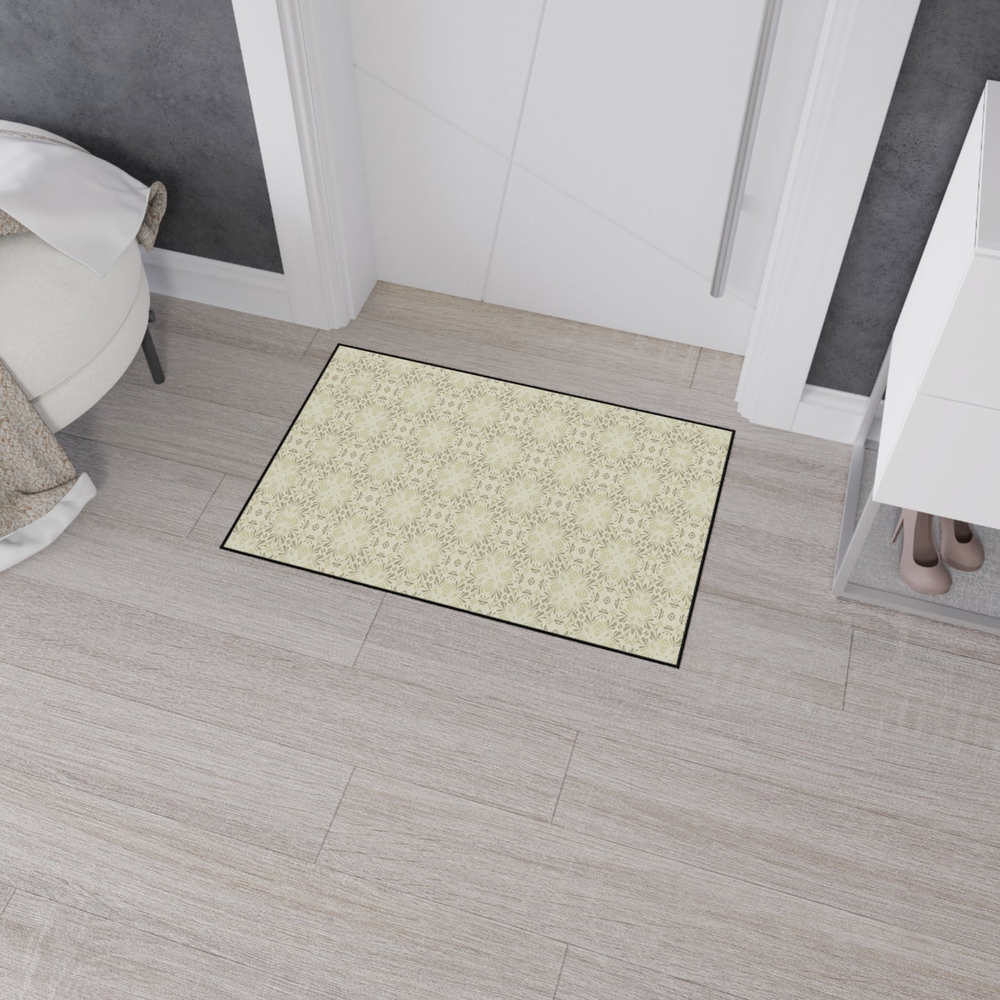 Elegant Heavy Duty Floor Mat Frond Splash Mini© Wheat, for Home Decor, Kitchen Rug, Stylish Entrance Mat, Durable Area Floor Mat, Non-slip