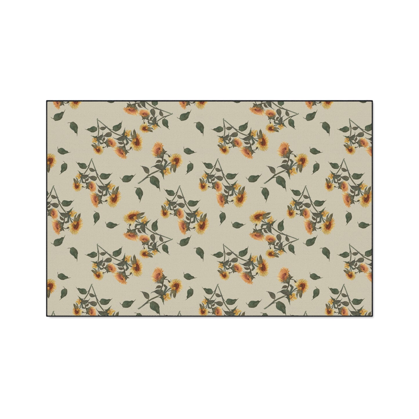 Floral Heavy Duty Floor Mat | Sunflower Debut© Manchest Tan, Durable Home Decor, Entryway Rug, Kitchen Mat, Non-Slip Area Rug