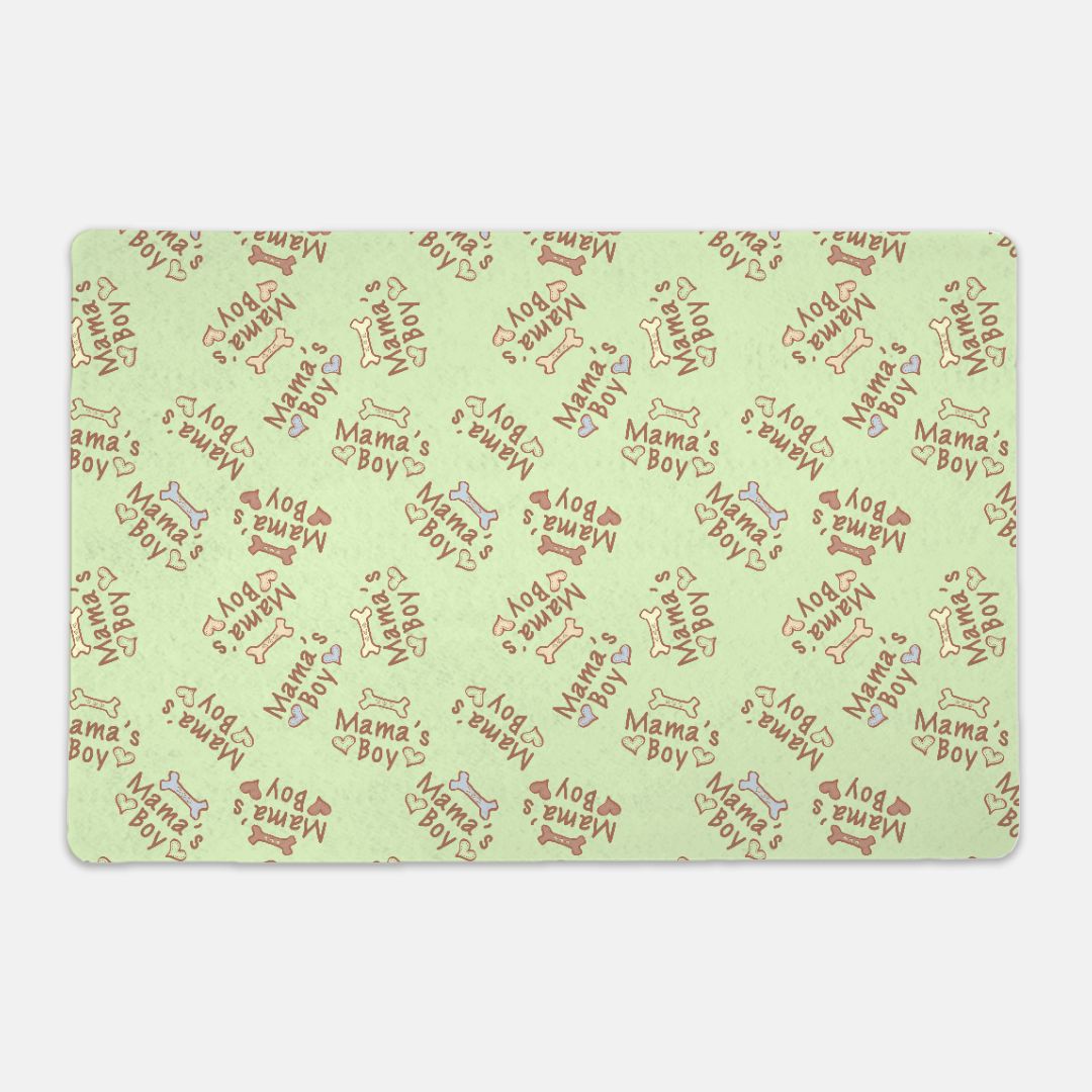 Mama's Boy Bones and Hearts© Light Green Pet Mat - Rectangle