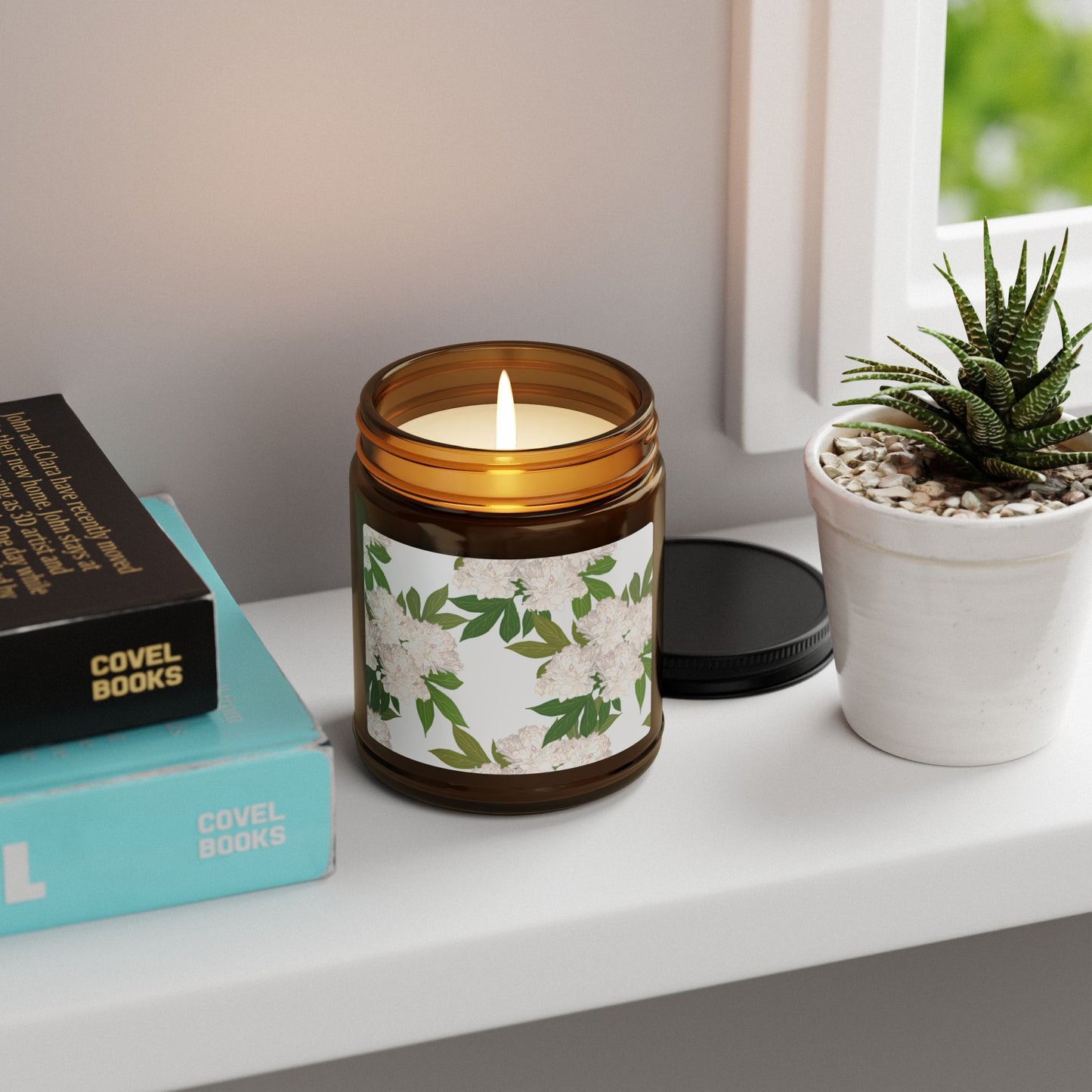 Aromatic Soy Candle Featuring Rachel's Peonies in White, Eco-Friendly Home Decor, Gift for Her, Relaxation Candle, Aromatherapy, Bridal Gift