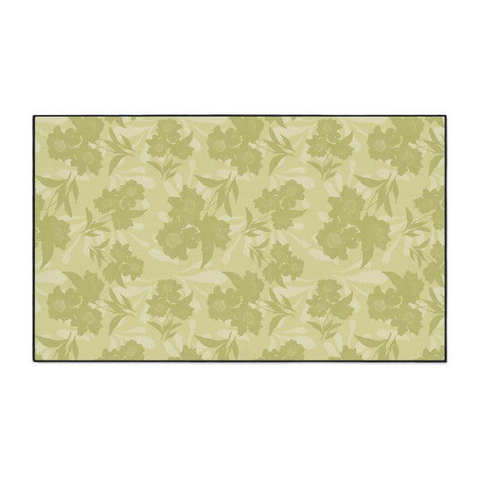 Floral Heavy Duty Floor Mat - Featuring Elaine© in Sage. Durable, Non-Slip Rug for Home, Kitchen, Workshop, Outdoor Use, Easy Maintenance