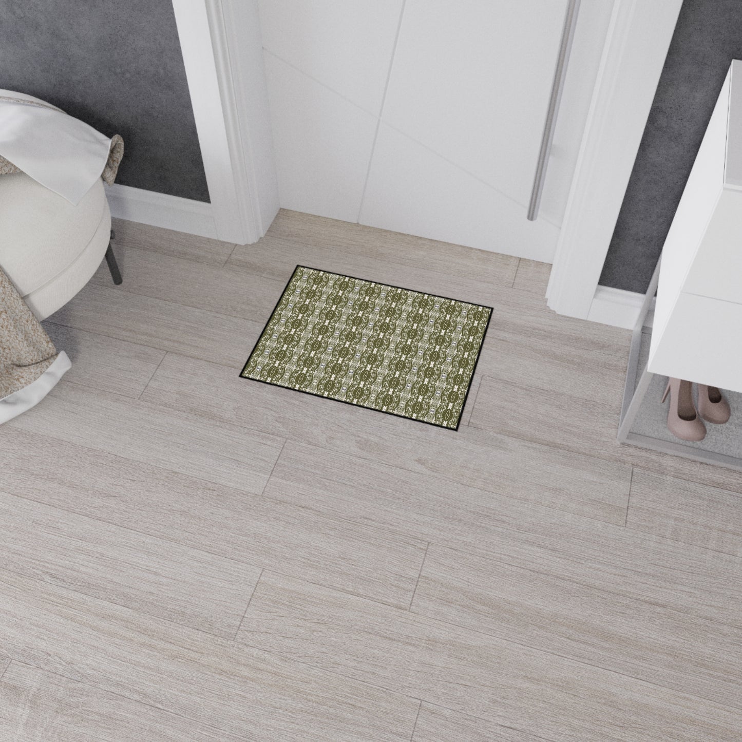 Stylish Heavy Duty Floor Mat - Half Bamboo© in Olive Durable Home Decor, Kitchen Mat, Entryway Rug, Outdoor Mat, Functional and Trendy