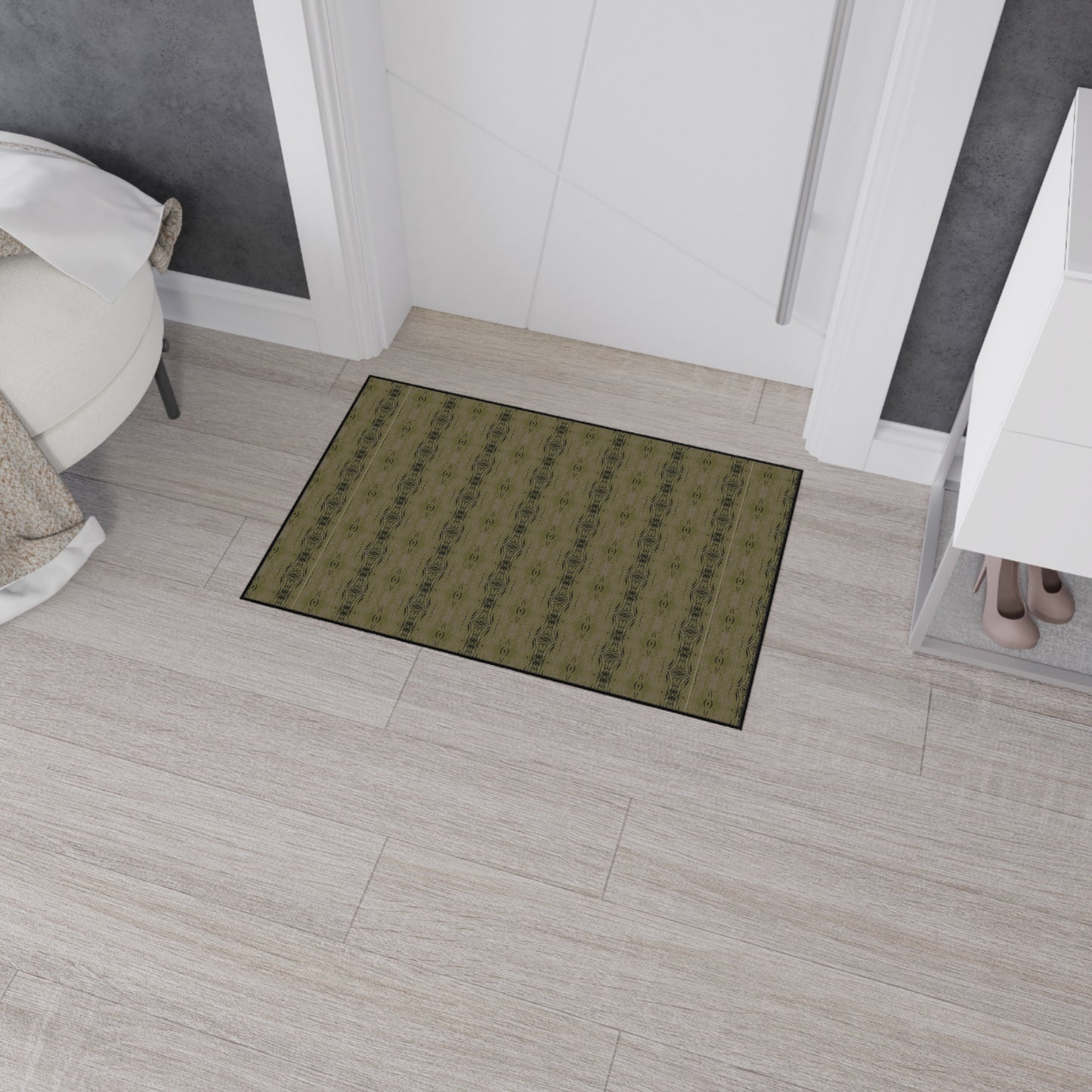 Stylish Heavy Duty Floor Mat - Half Bamboo© Deep Olive, Durable Indoor/Outdoor Rug, Home Entry Mat, Kitchen Floor Protector