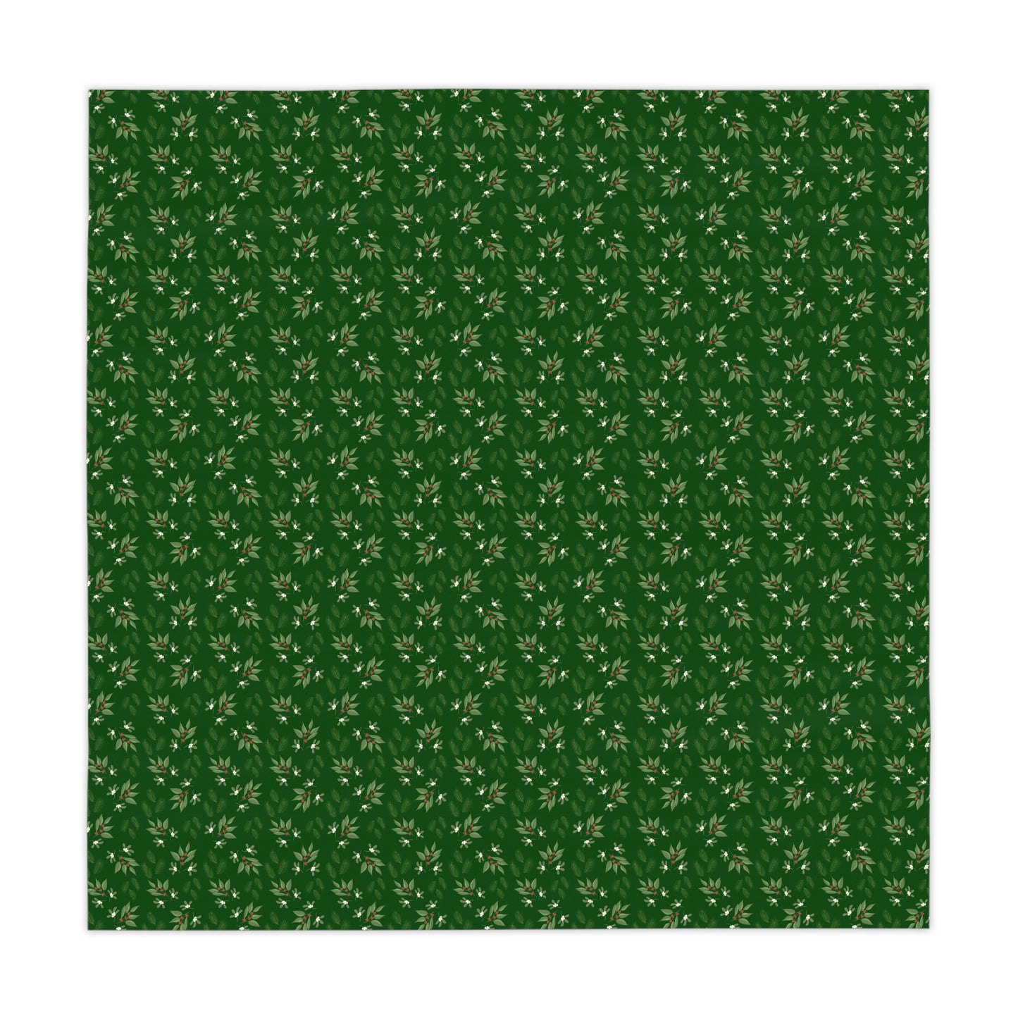 Tablecloth, Mistletoe, Berries and Sprigs, Emerald