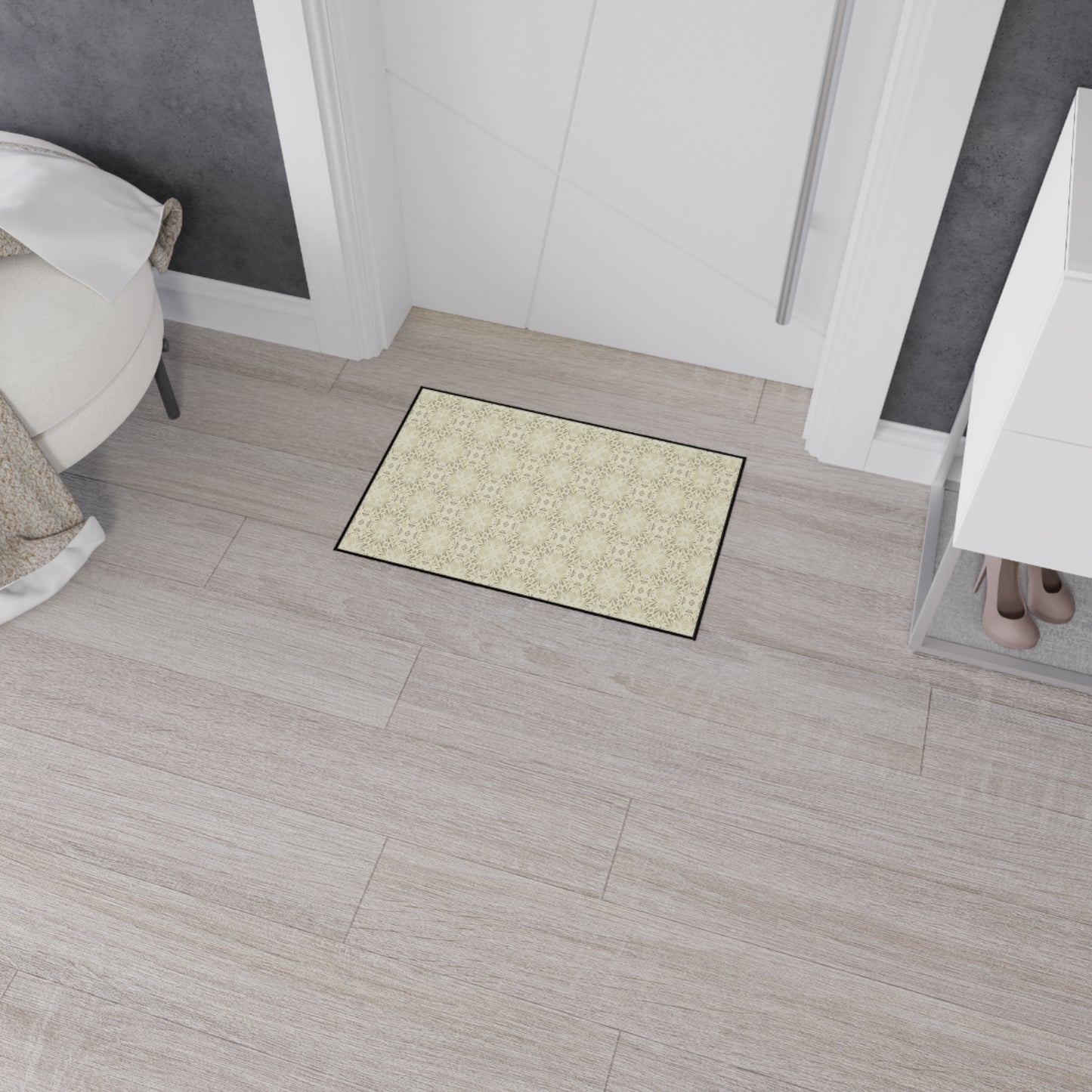 Elegant Heavy Duty Floor Mat Frond Splash Mini© Wheat, for Home Decor, Kitchen Rug, Stylish Entrance Mat, Durable Area Floor Mat, Non-slip