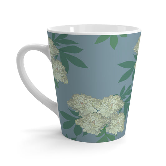 Latte Mug, Rachel's Peonies© Blue