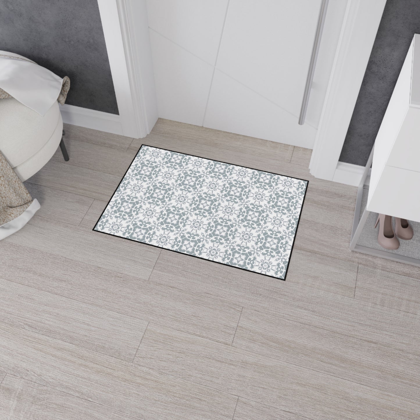 Stylish Heavy Duty Floor Mat Round Coastal Tile© Slate, for Home Decor, Entryway Rug, Indoor/Outdoor Use, Non-Slip Runner, Modern