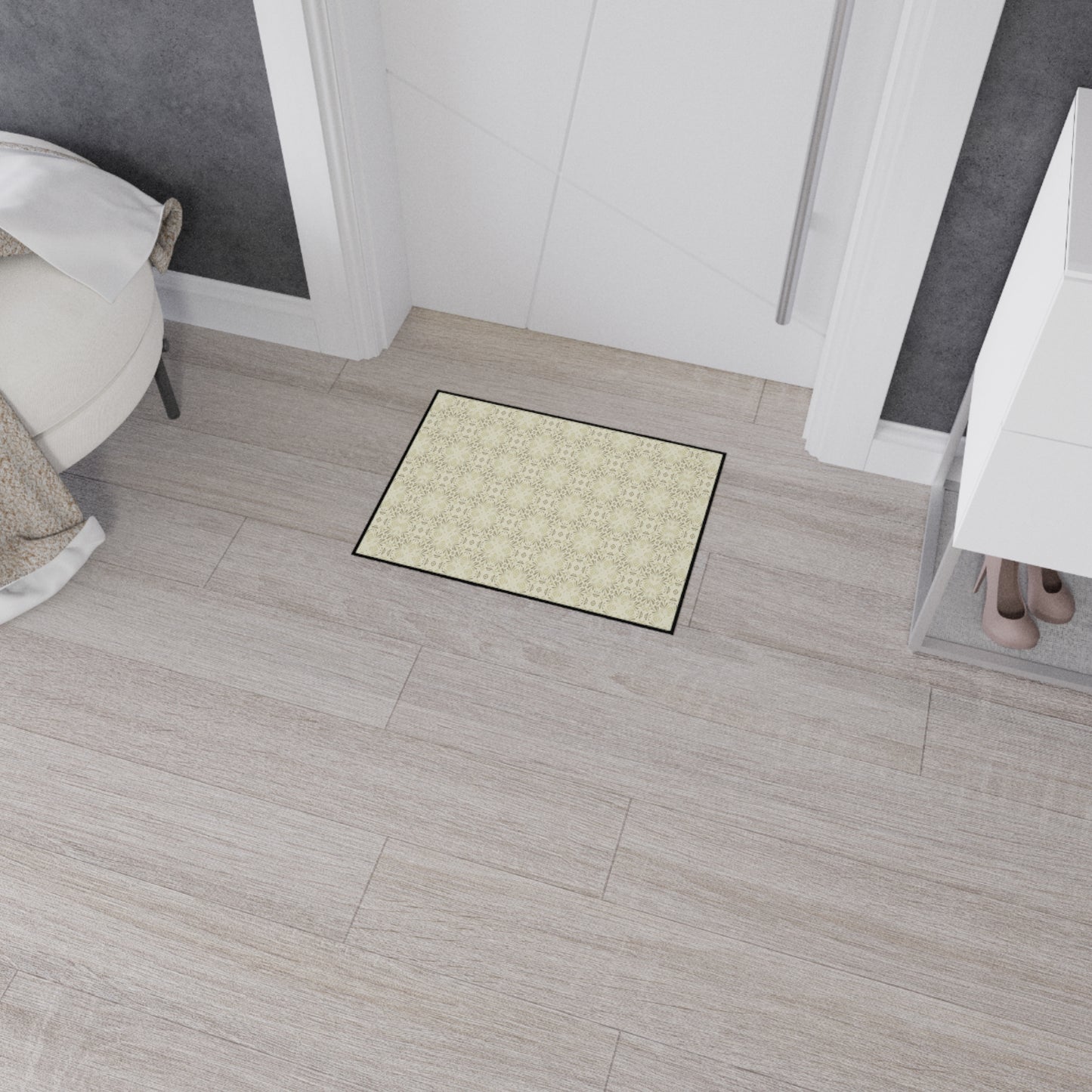 Elegant Heavy Duty Floor Mat Frond Splash Mini© Wheat, for Home Decor, Kitchen Rug, Stylish Entrance Mat, Durable Area Floor Mat, Non-slip