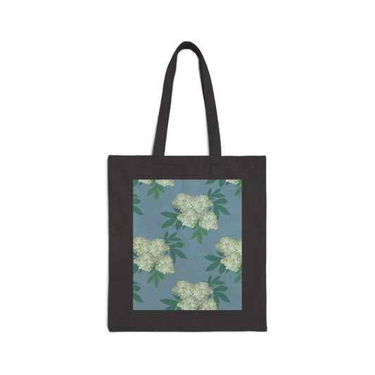 Cotton Canvas Tote Bag, Rachel's Peonies© Blue