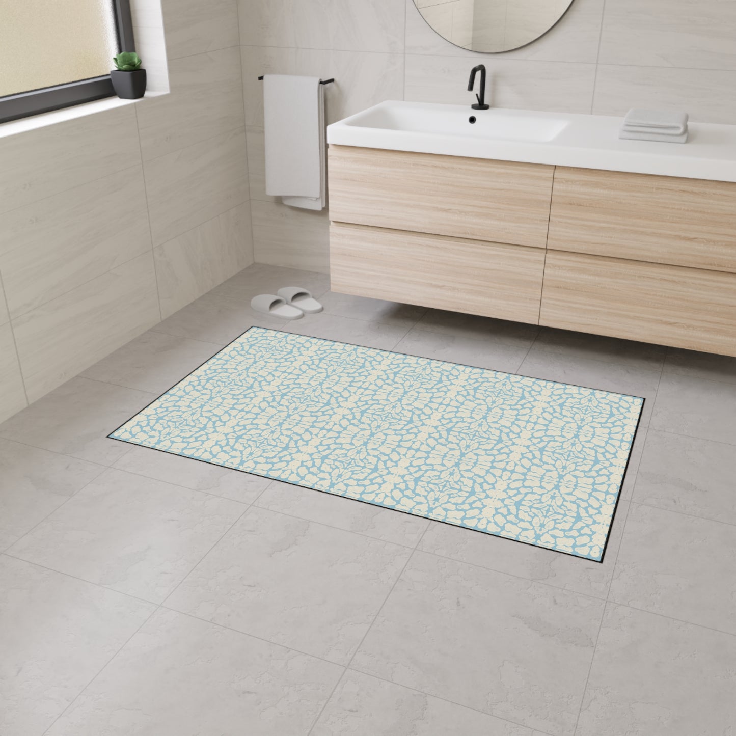 Stylish Heavy Duty Floor Mat - Coastal Blue, Animal Like Print, Durable Entryway Rug, Kitchen Mat, Non-Slip Floor Covering, Washable Carpet