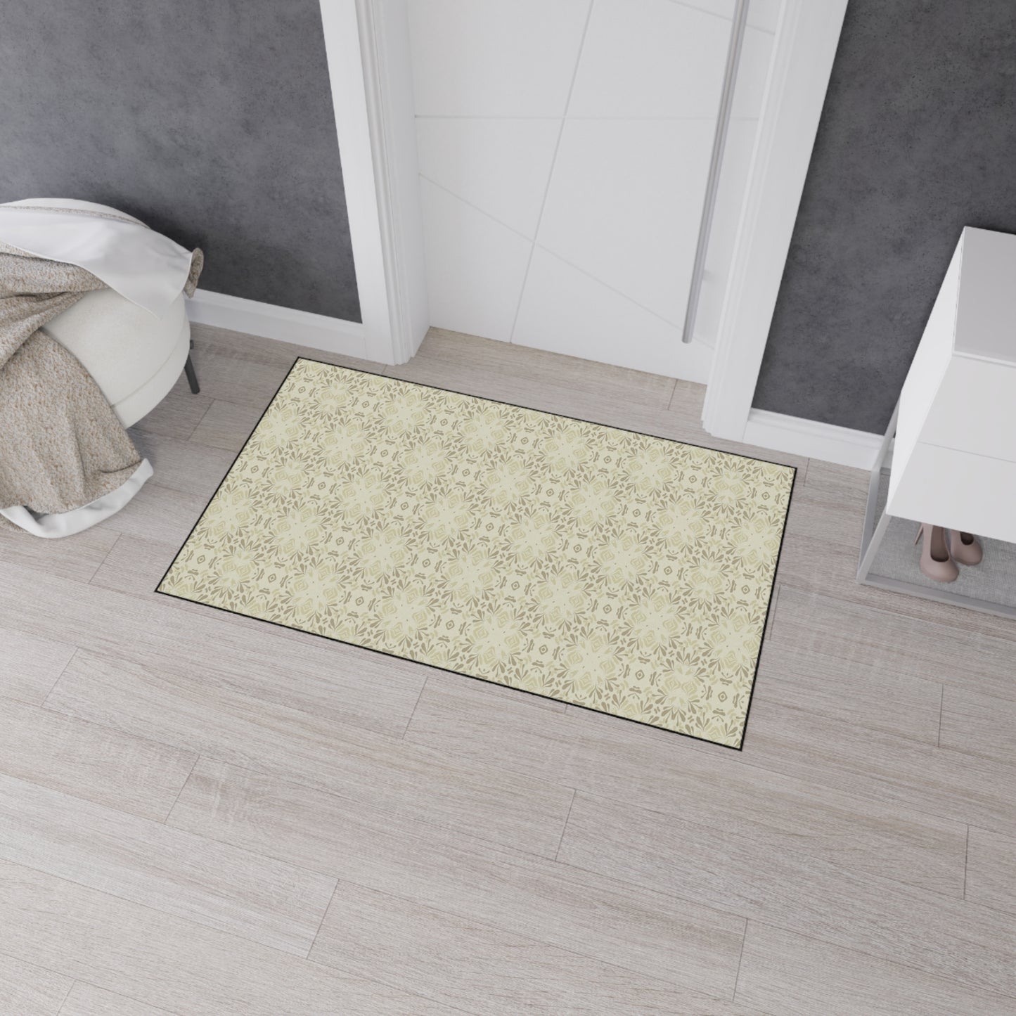 Elegant Heavy Duty Floor Mat Frond Splash Mini© Wheat, for Home Decor, Kitchen Rug, Stylish Entrance Mat, Durable Area Floor Mat, Non-slip