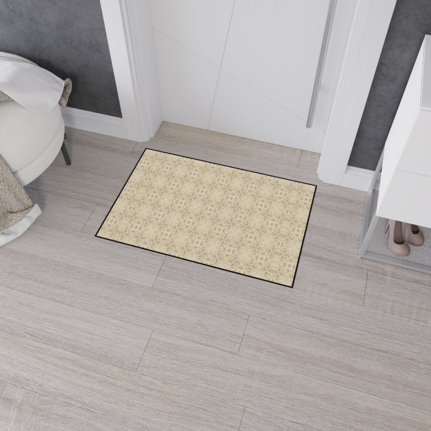Stylish Heavy Duty Floor Mat, Frond Splash Mini© Beige, for Home Entryway, Durable Decorative Rug, Modern Kitchen Mat, Versatile Non-Slip