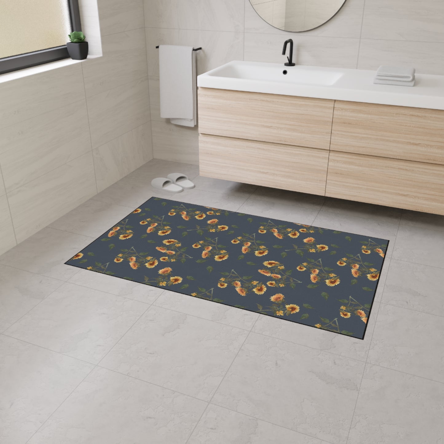 Floral Heavy Duty Floor Mat | Sunflower Debut© Hale, Stylish Kitchen Rug, Durable Entryway Mat, Indoor Carpet, Home Decor, Farmhouse Decor