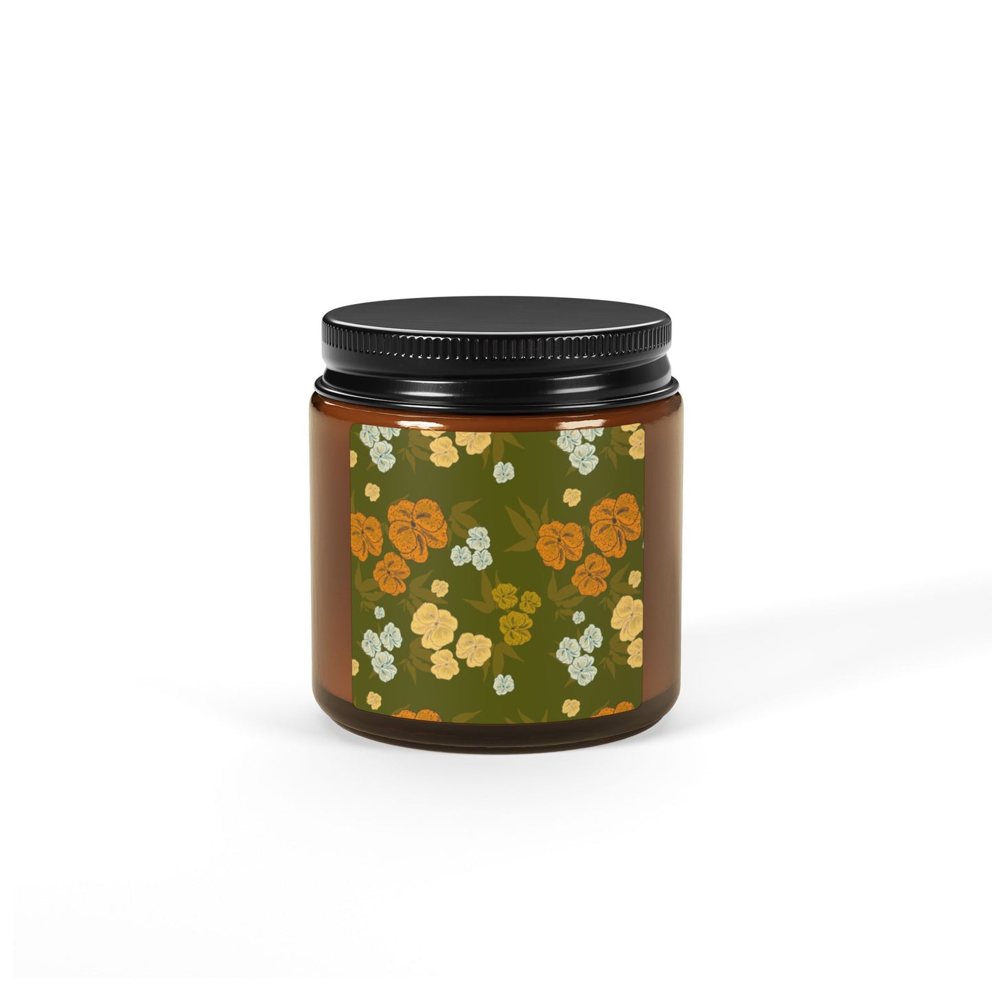Aromatic Scented Soy Candle - Eco-Friendly Home Decor, Featuring Textured Floral© in Emerald for Autumn. Aromatherapy Gift, Rustic Wedding Favor, Cozy Home Essential, Eco-Friendly Candle