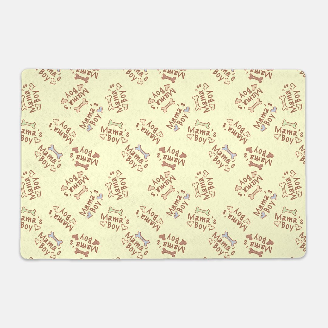 Mama's Boy Bones and Hearts© Soft Yellow Pet Mat - Rectangle