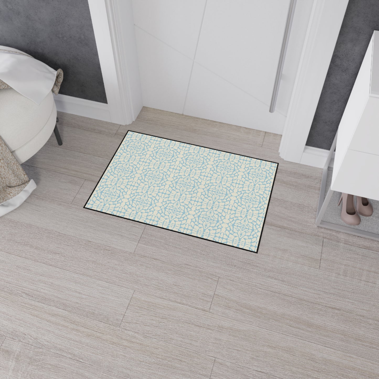 Stylish Heavy Duty Floor Mat - Coastal Blue, Animal Like Print, Durable Entryway Rug, Kitchen Mat, Non-Slip Floor Covering, Washable Carpet