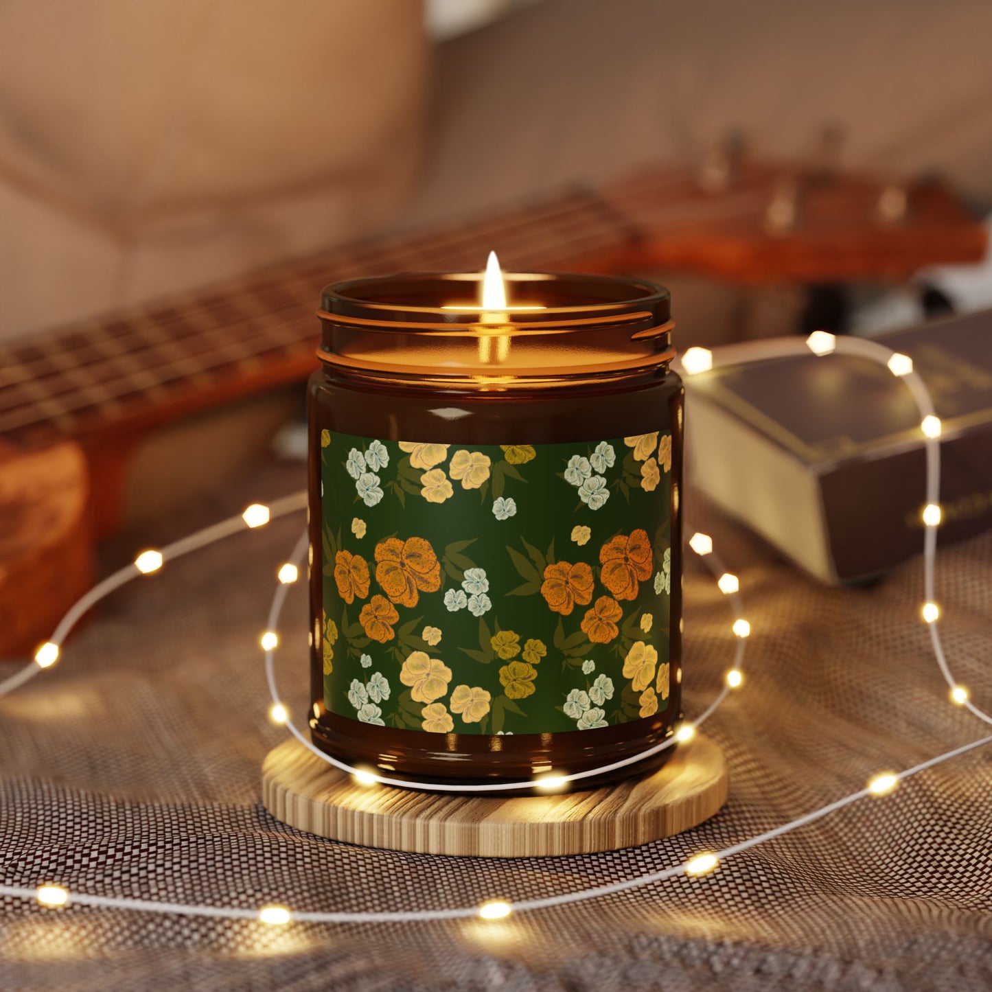 Textured Floral© Emerald Scented Soy Candle | Eco-Friendly Home Decor, Aromatherapy Gift, Relaxation, Self-Care, Holiday Gift