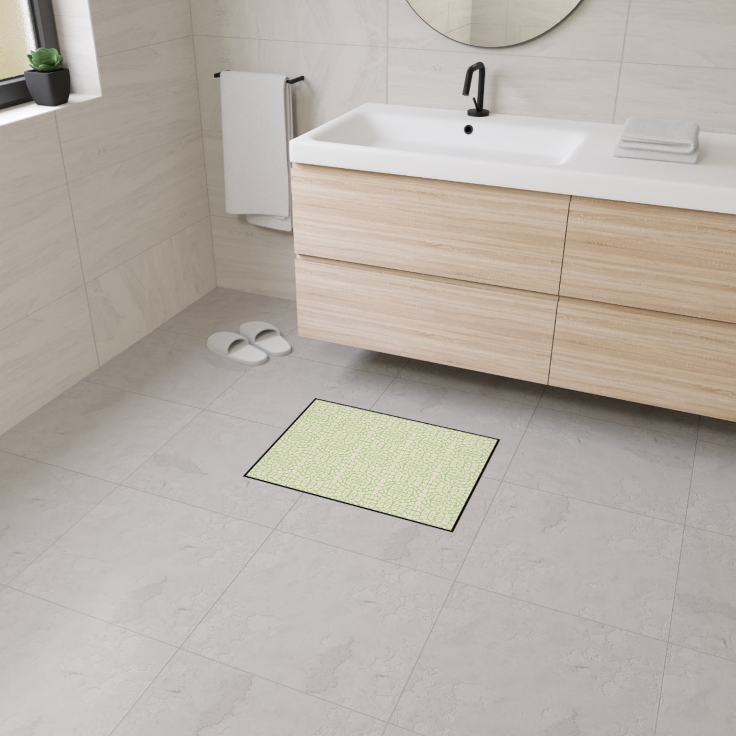 Stylish Heavy Duty Floor Mat, Lime Cream Animal Look Print, Non-Slip Area Rug, Indoor/Outdoor Decor, Home Entrance Mat