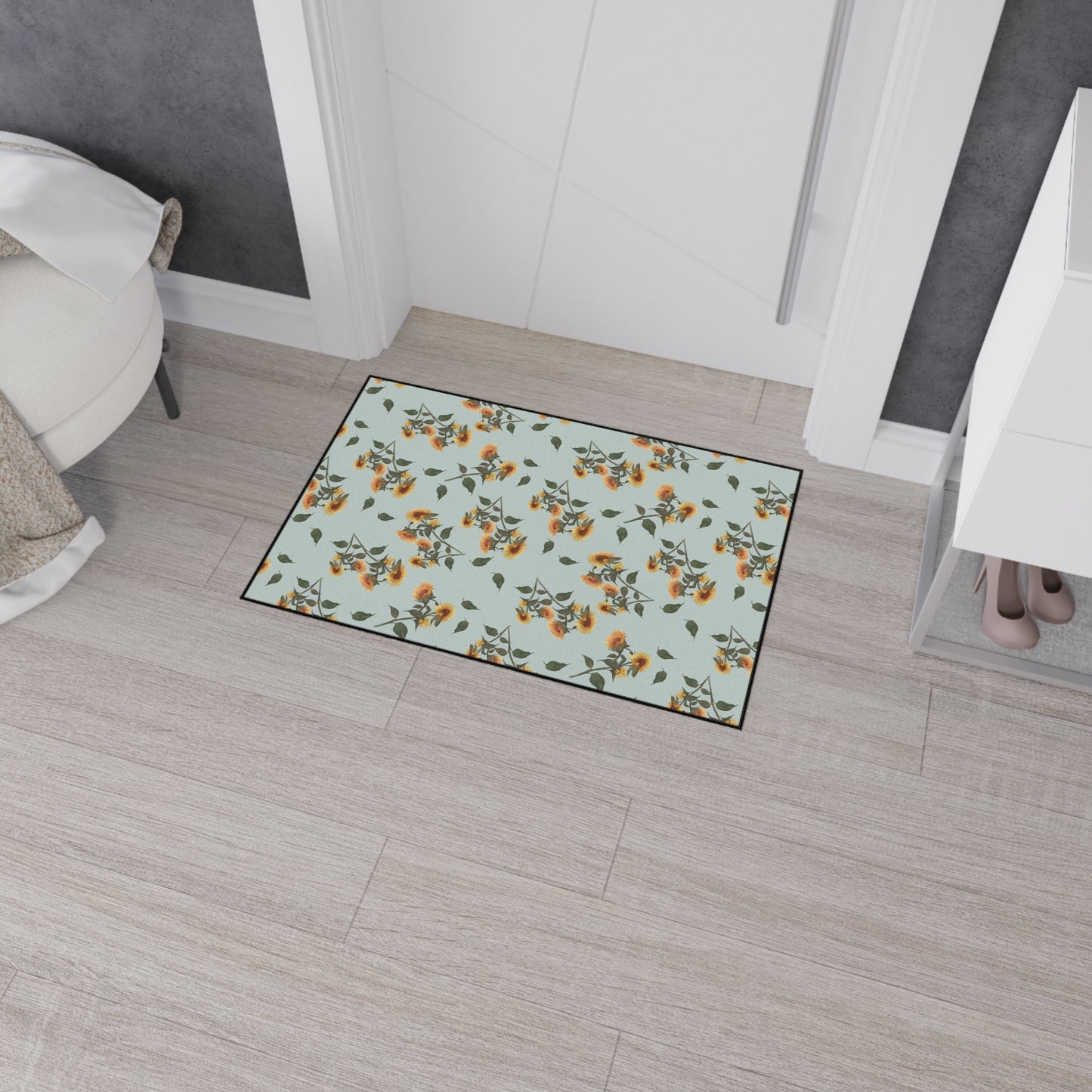 Floral Heavy Duty Floor Mat - Sunflower Debut© Woodland Blue, Functional Home Decor, Kitchen Mats, Entryway Rugs, Boho Style