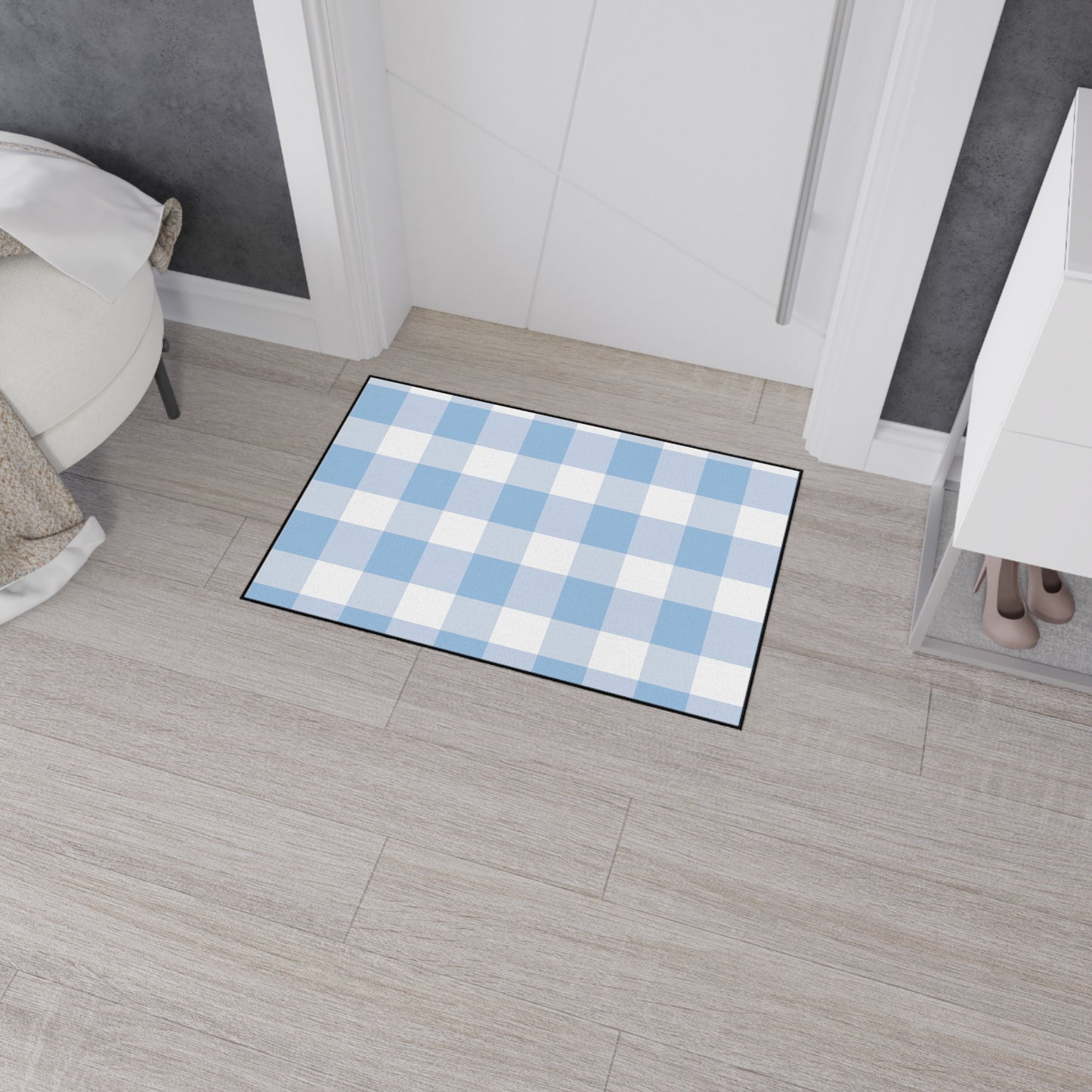 Vintage Gingham Heavy Duty Floor Mat | Durable Entryway Rug, Farmhouse Kitchen Mat, Indoor/Outdoor Mat, Home Decor, Easy to Clean